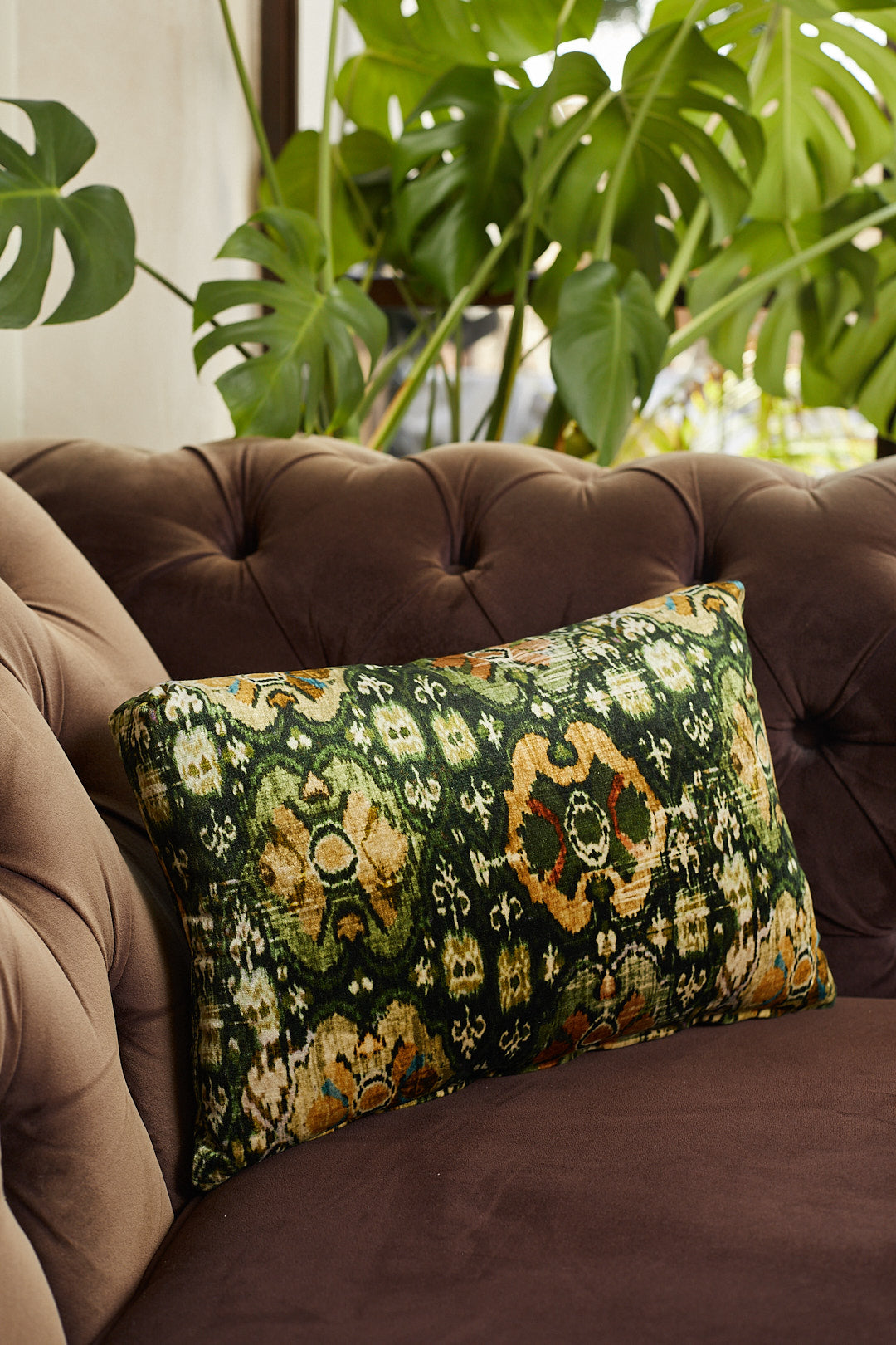 Granada Velvet Boudoir Pillow custom deep jewel tones emerald and gold Nomada Signature for Granada San Luis Obispo by Nomada Deco