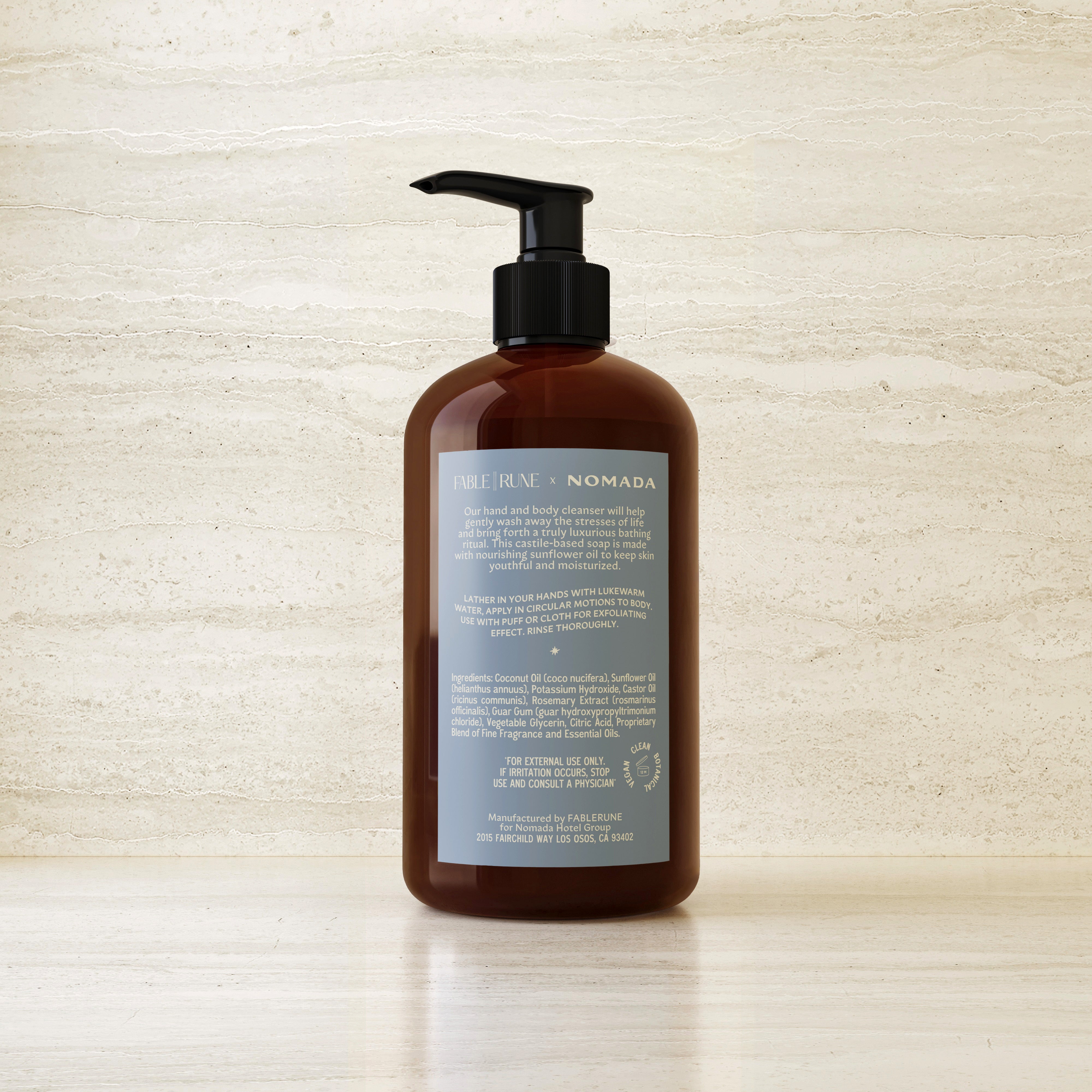 Mandarin & Black Tea Body Cleanser Castile-based Sunflower Oil FableRune for Nomada at Sea by Nomada Deco