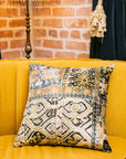 Granada Velvet Square Pillow custom deep jewel tones emerald and gold Nomada Signature for Granada San Luis Obispo by Nomada Deco