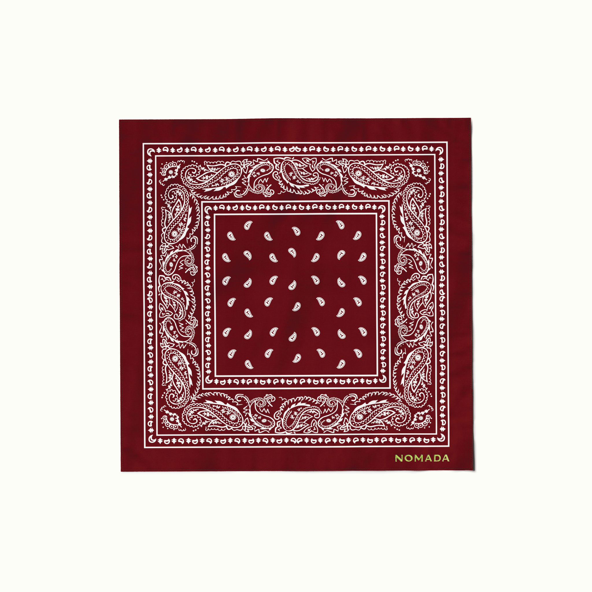 Granada Bandana paisley print and custom embroidery Nomada Signature for Granada San Luis Obispo by Nomada Deco