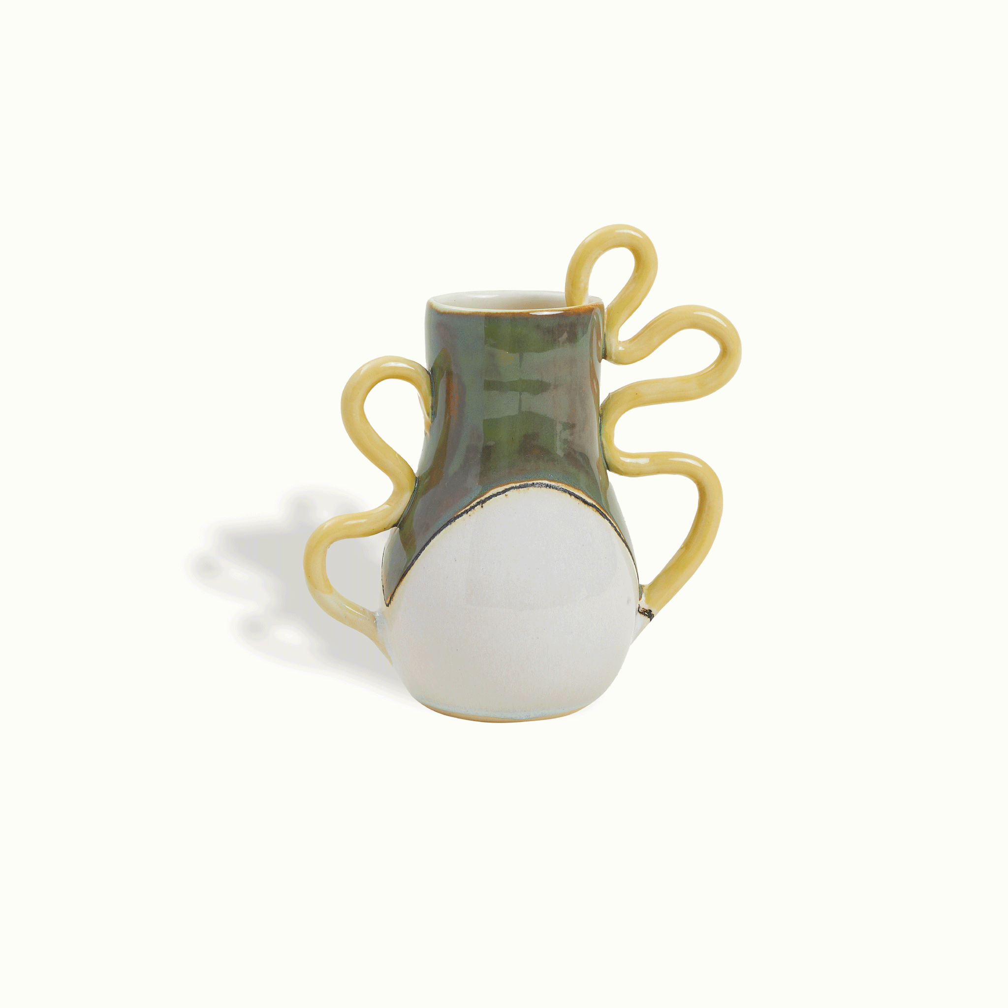 Double Squiggle Handle Ceramic Vase Adrianna Lemus for Farmhouse by Nomada Deco