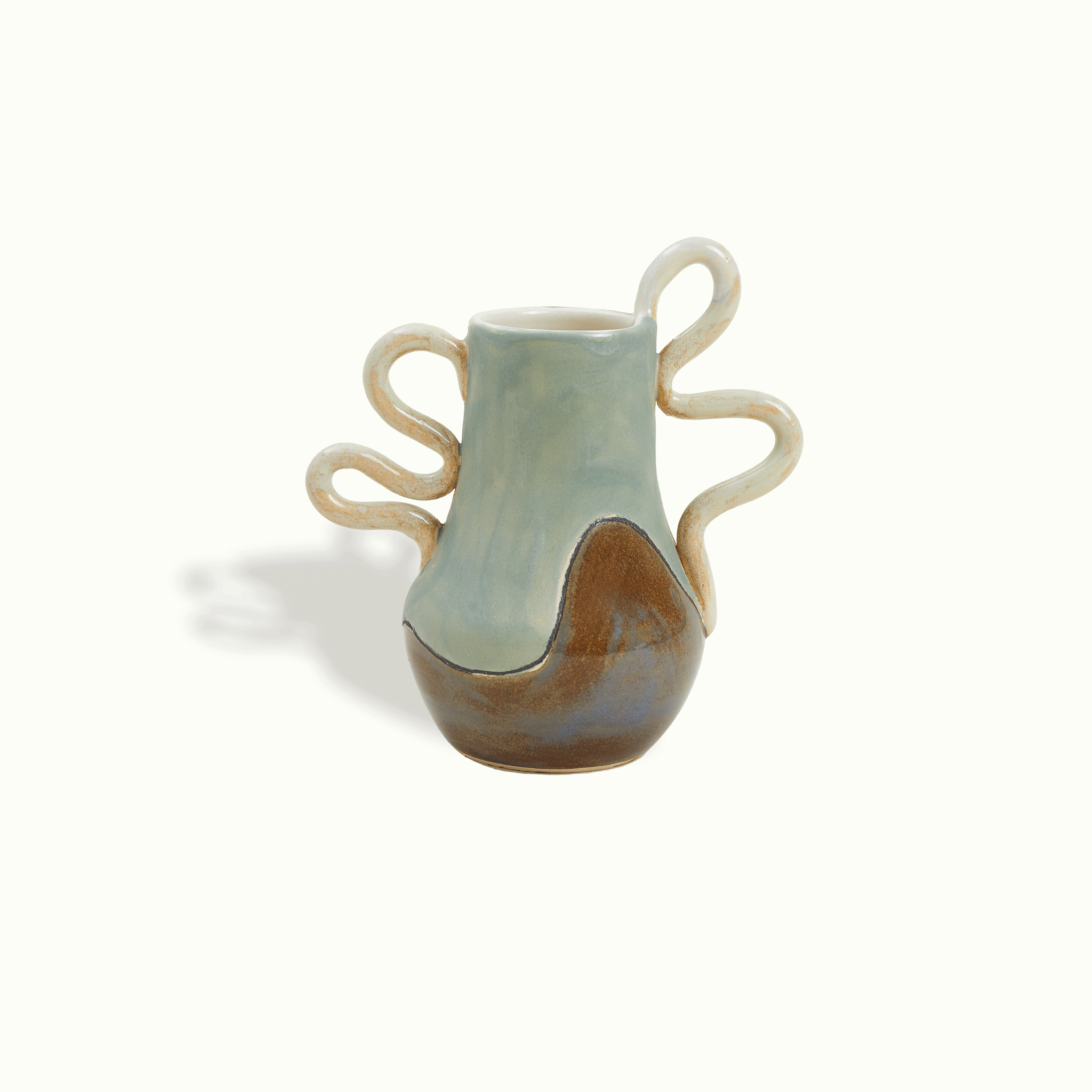 Double Squiggle Handle Ceramic Vase Adrianna Lemus for Farmhouse by Nomada Deco