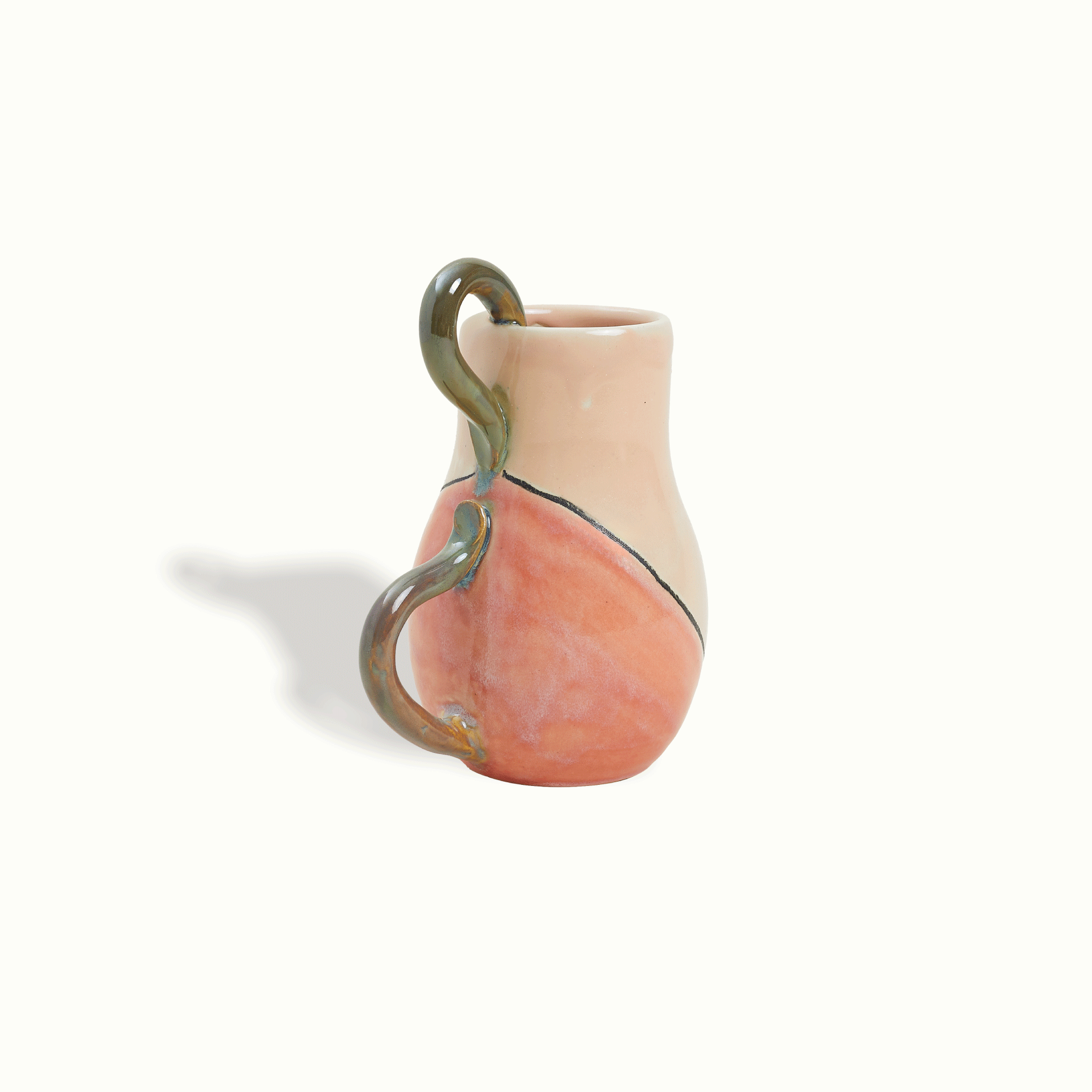 Single Squiggle Handle Ceramic Vase Handcrafted Adriana Lemus for Farmhouse Paso Robles by Nomada Deco