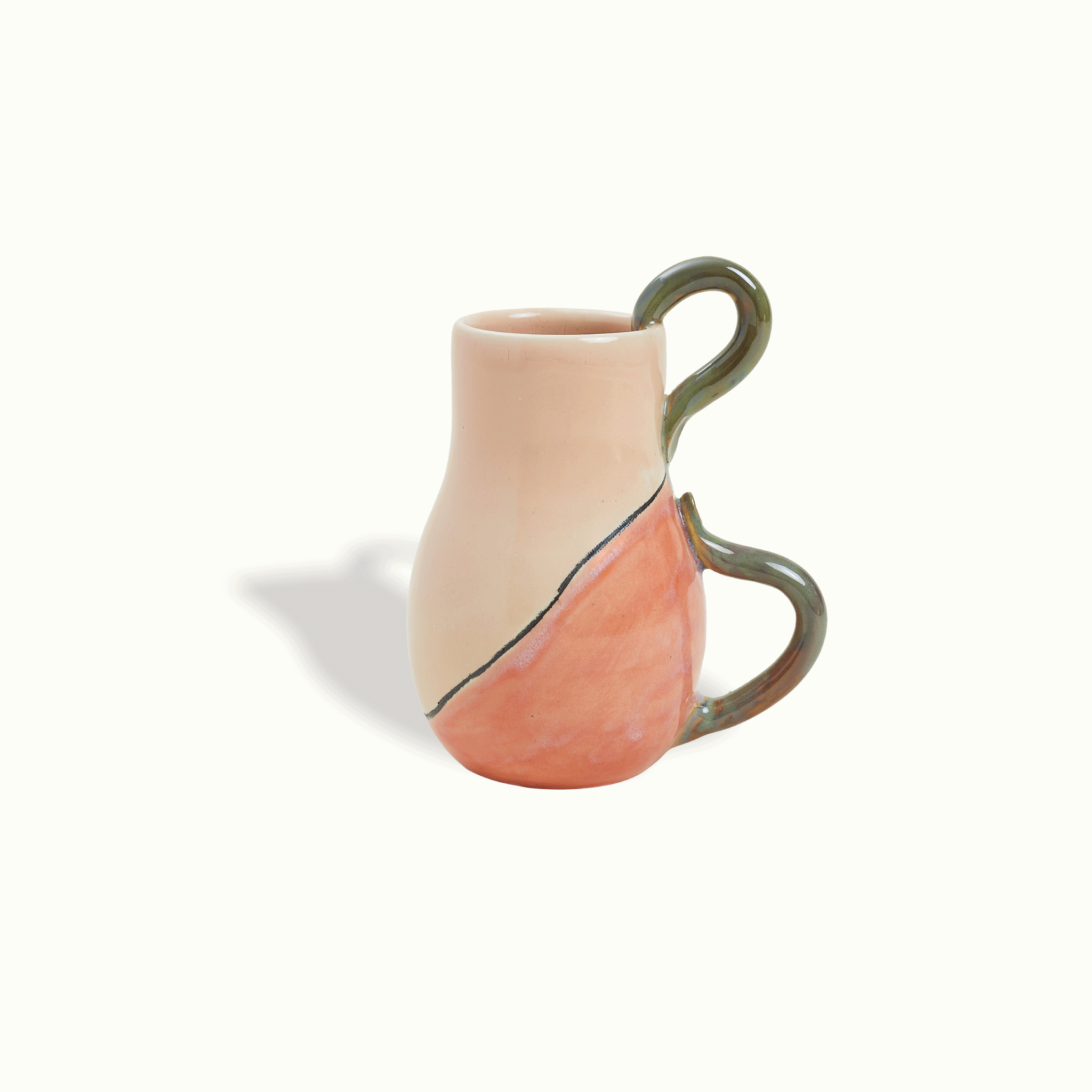 Single Squiggle Handle Ceramic Vase Handcrafted Adriana Lemus for Farmhouse Paso Robles by Nomada Deco