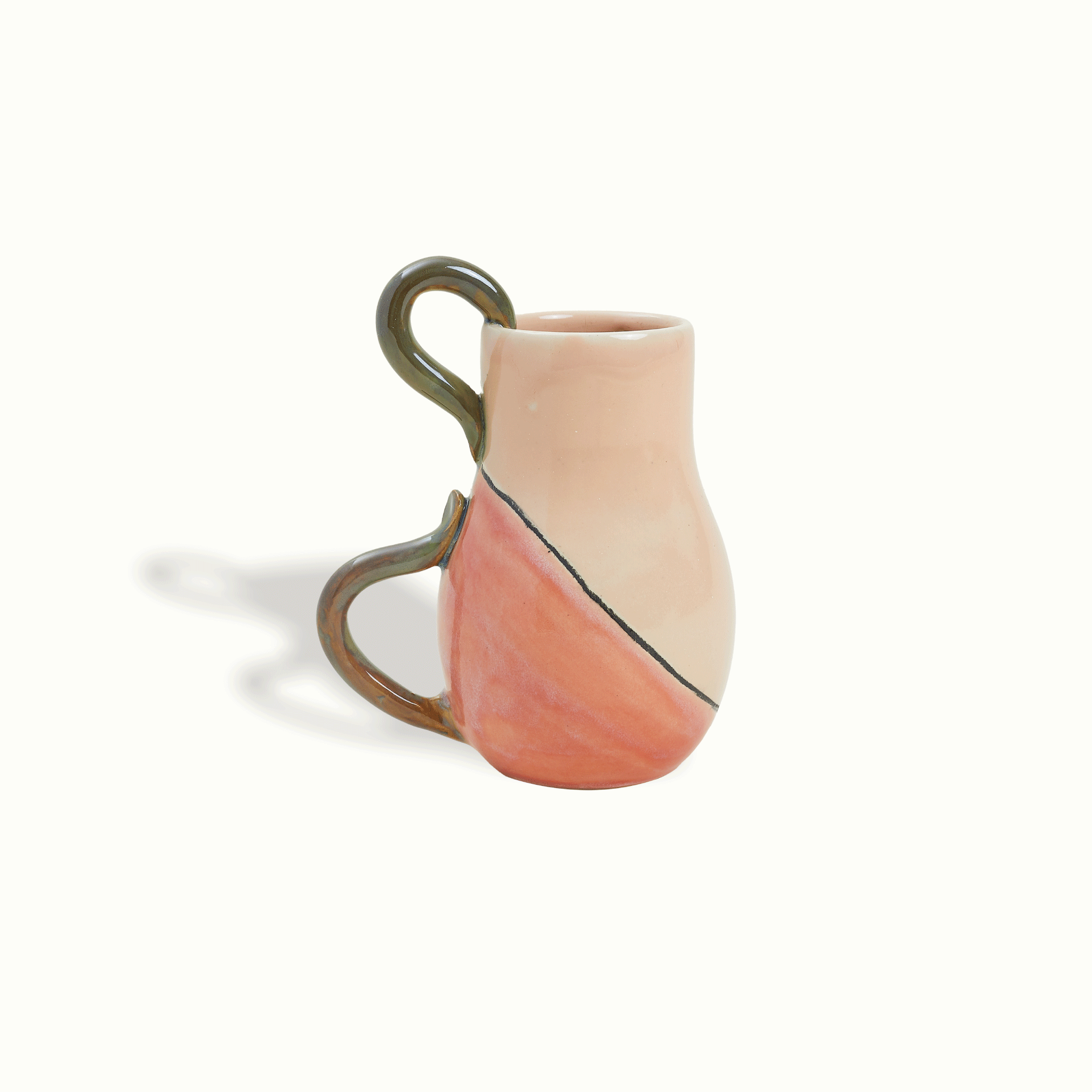 Single Squiggle Handle Ceramic Vase Handcrafted Adriana Lemus for Farmhouse Paso Robles by Nomada Deco