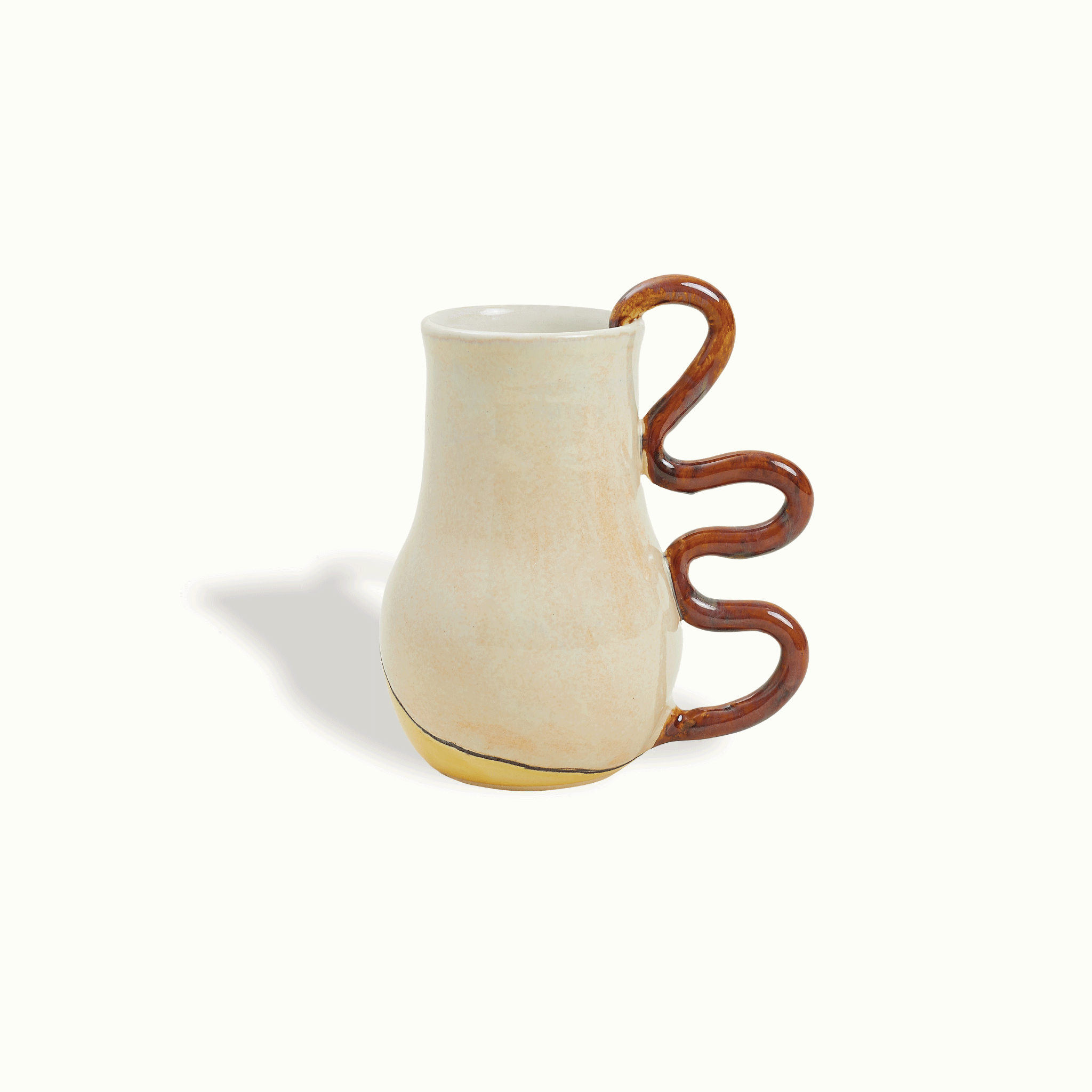 Single Squiggle Handle Ceramic Vase Handcrafted Adriana Lemus for Farmhouse Paso Robles by Nomada Deco