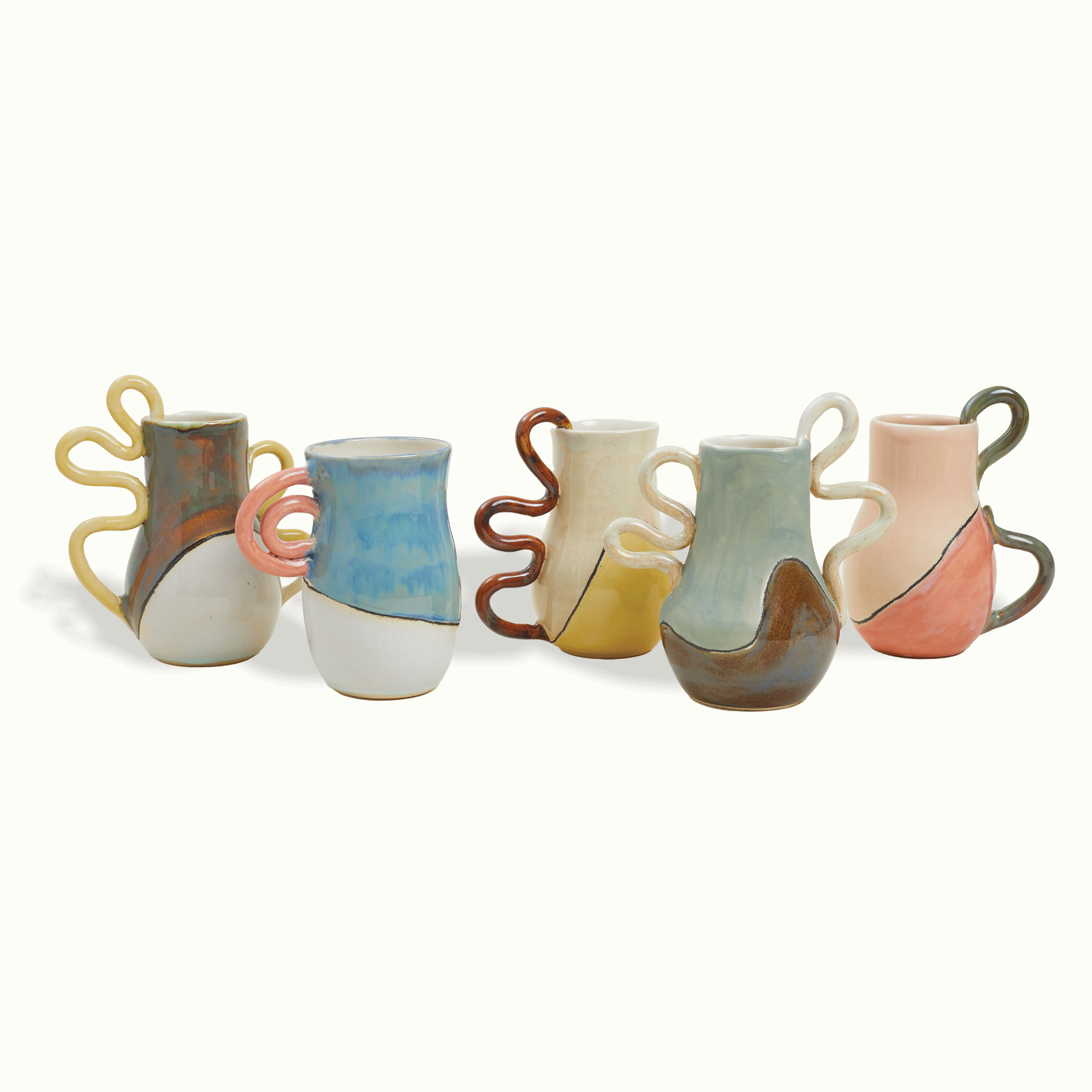Double Squiggle Handle Ceramic Vase Adrianna Lemus for Farmhouse by Nomada Deco
