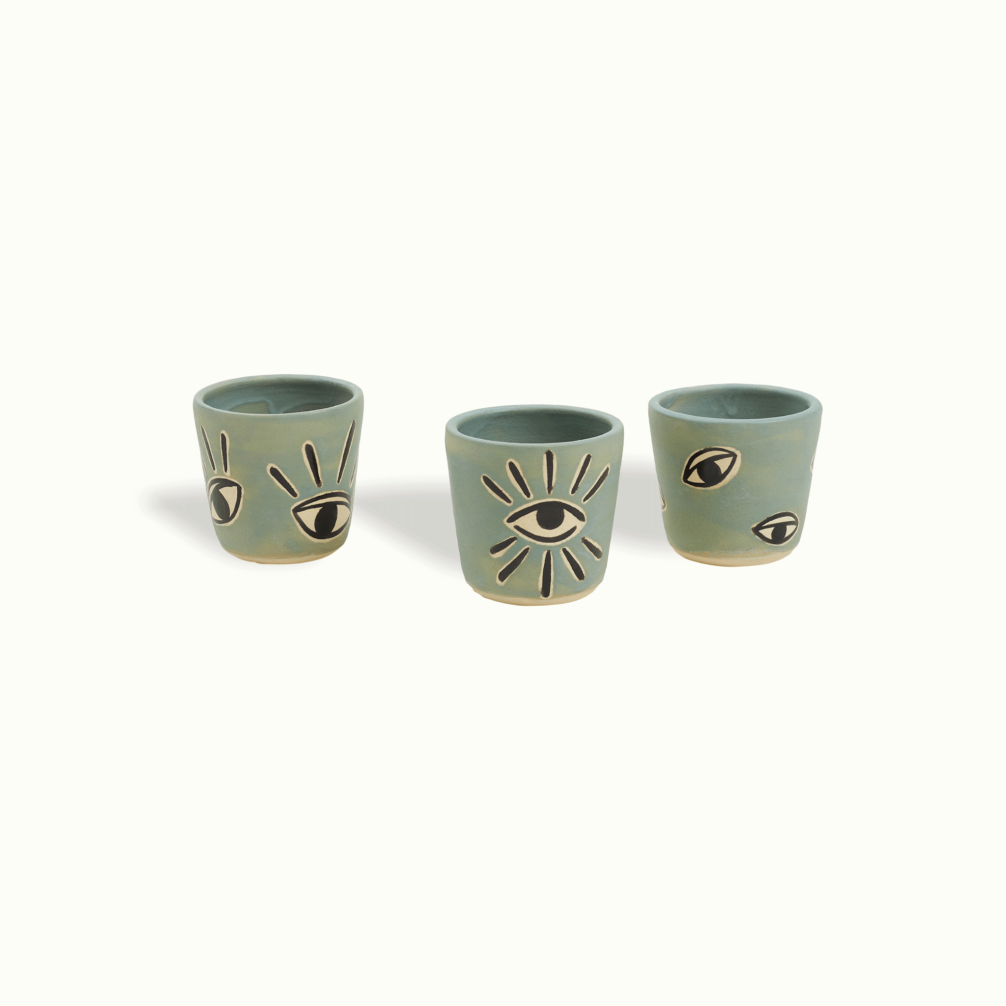 Handpainted Eye Porcelain Shot Cup Handmade Eye Painting Adrianna Lemus for Farmhouse Paso Robles by Nomada Deco