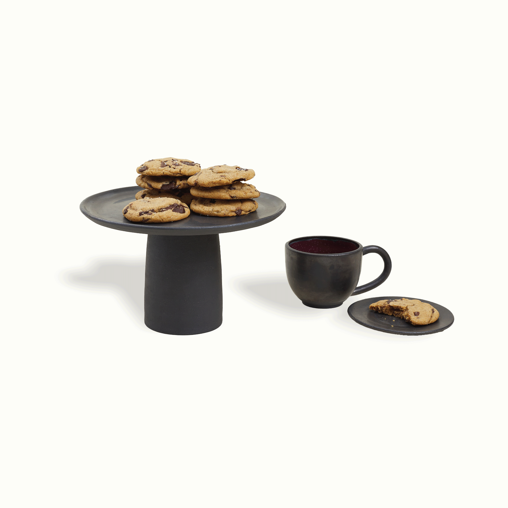Black Clay Latte Mug & Saucer Oaxacan Pottery Adriana Lemus by Nomada Deco