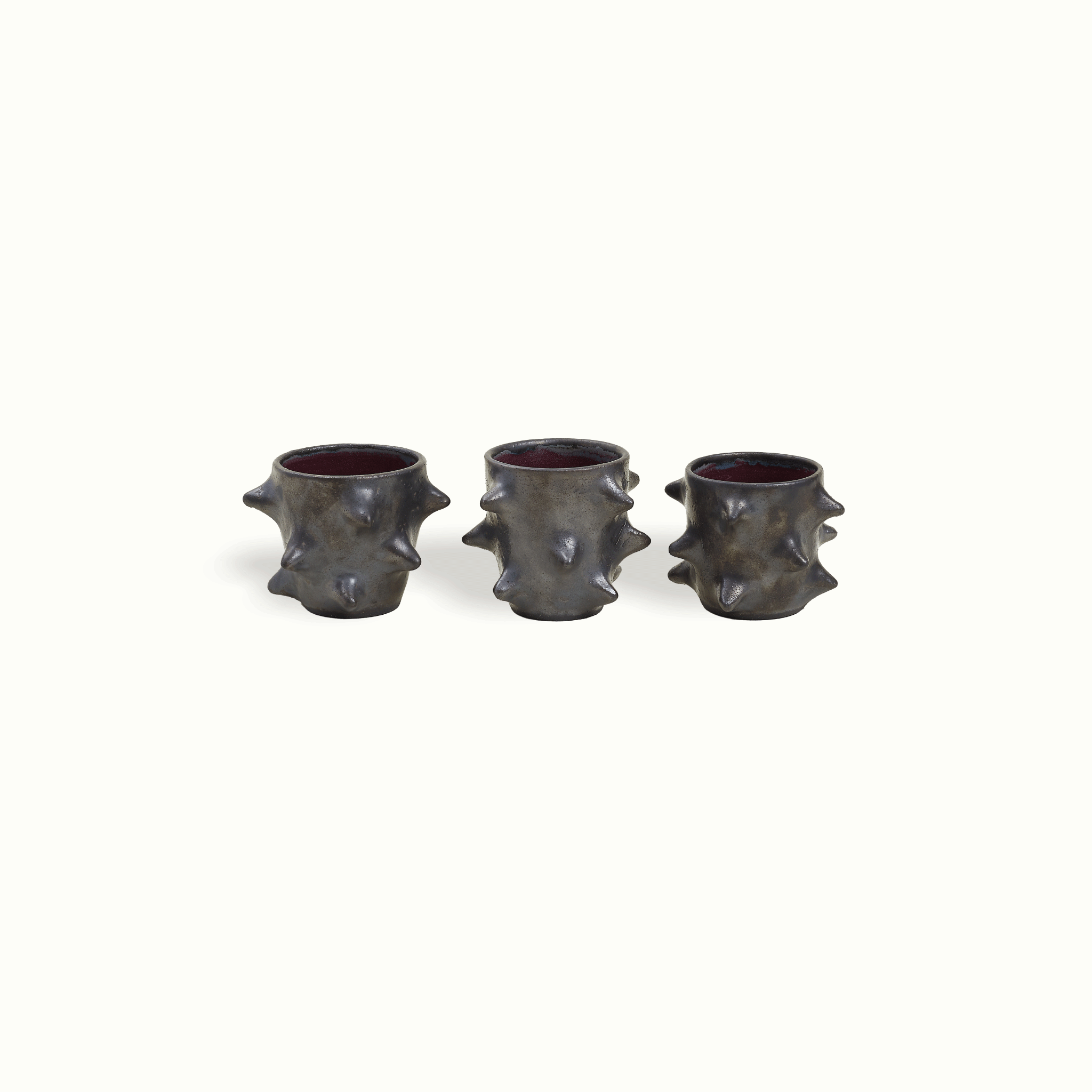 Black Clay Spiked Shot Cup  Nomada Deco