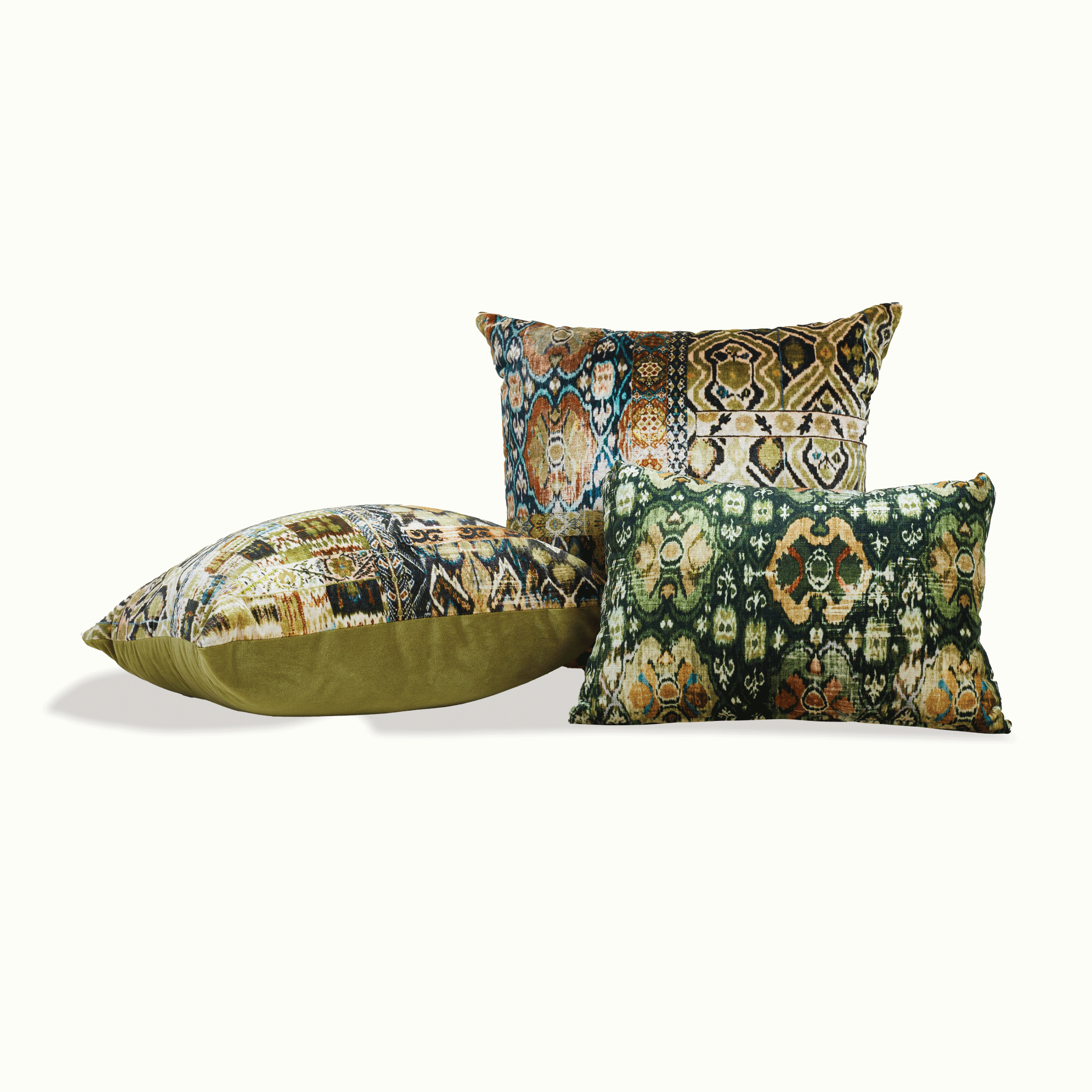 Granada Velvet Boudoir Pillow custom deep jewel tones emerald and gold Nomada Signature for Granada San Luis Obispo by Nomada Deco