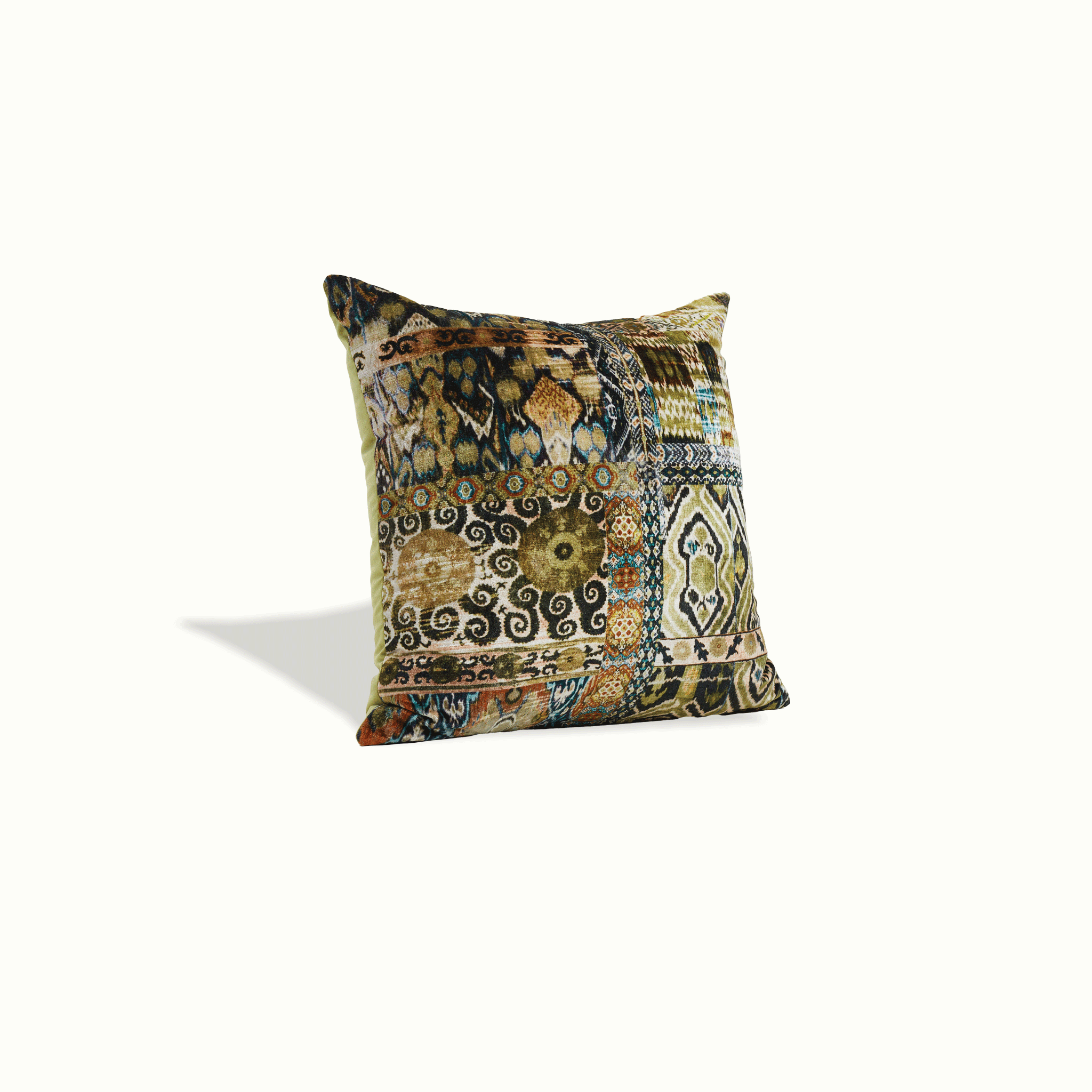 Granada Velvet Square Pillow custom deep jewel tones emerald and gold Nomada Signature for Granada San Luis Obispo by Nomada Deco