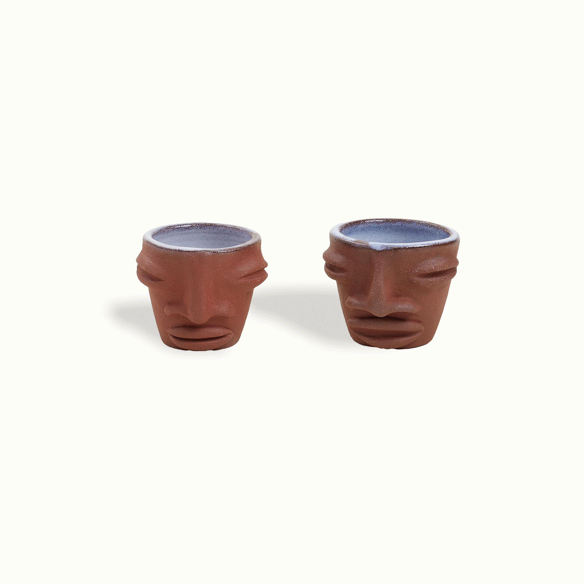 Sculpted Face Terra Cotta Shot Cup Adrianna Lemus for Hotel Ynez Solvang by Nomada Deco