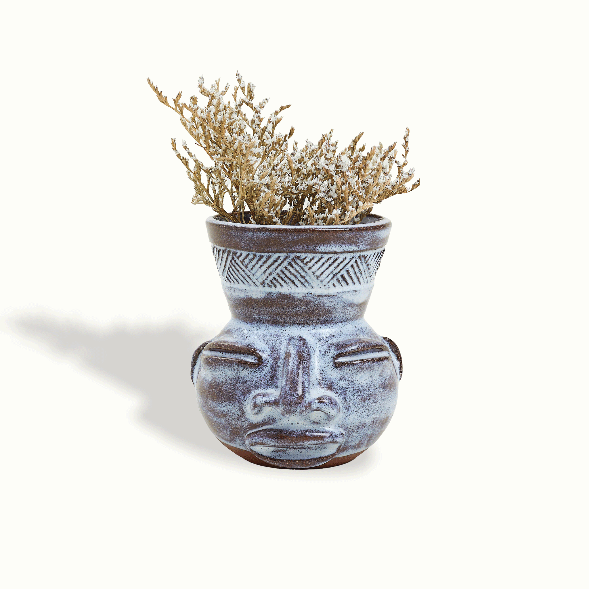 Sculpted Face Terra Cotta Vase Adrianna Lemus for Hotel Ynez Solvang by Nomada Deco