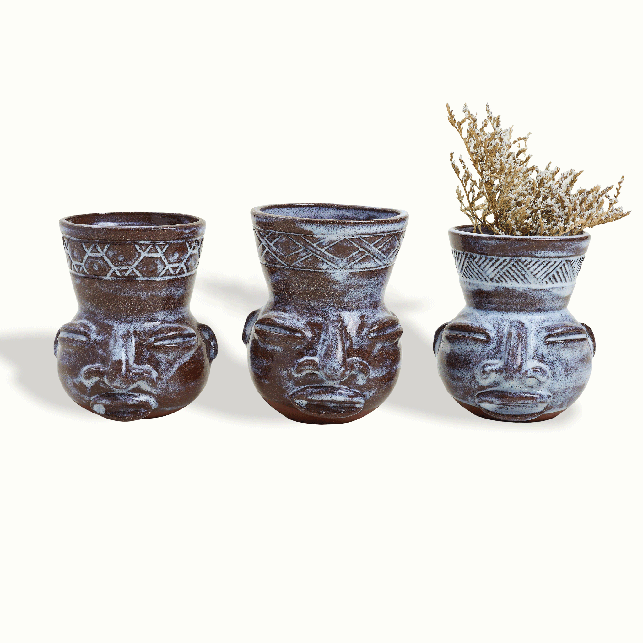 Sculpted Face Terra Cotta Vase Adrianna Lemus for Hotel Ynez Solvang by Nomada Deco