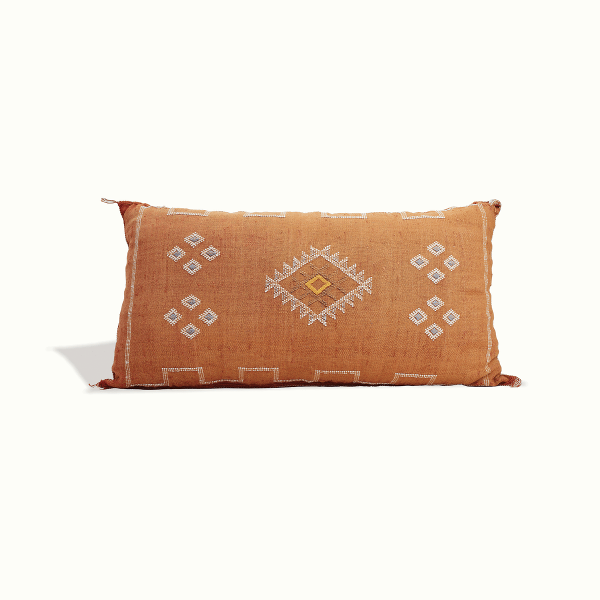 LUMBAR Sabra silk Cactus Silk Pillow Dark PINK with colored pattern, Moroccan sabra pillow 34.6