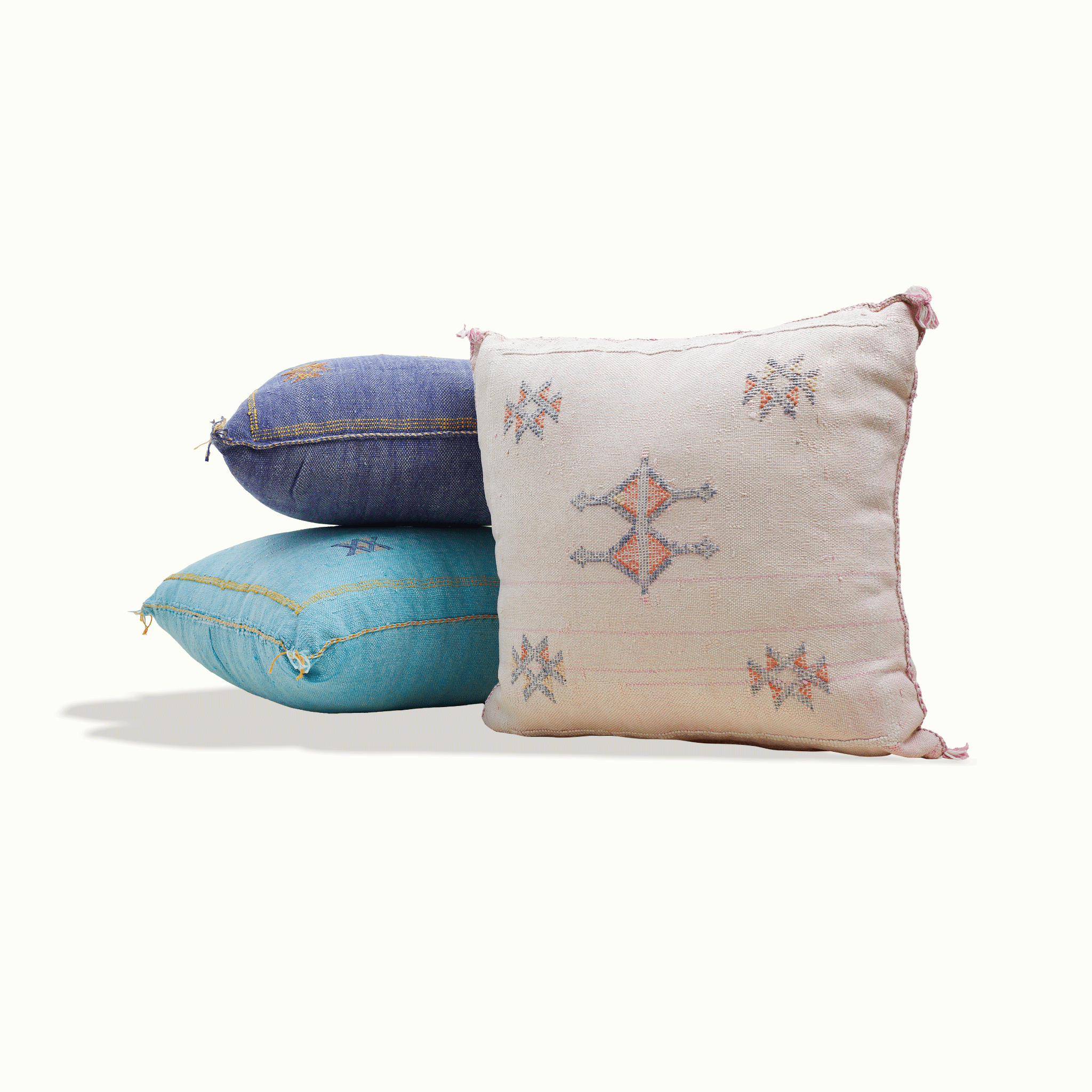 Moroccan Cactus Silk Pillow Square Handcrafted for Hotel Ynez by Nomada Deco