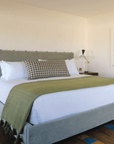 Brass Stud Velvet Bed - Queen