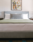 Brass Stud Velvet Bed - Queen