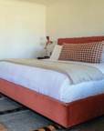 Brass Stud Velvet Bed - King