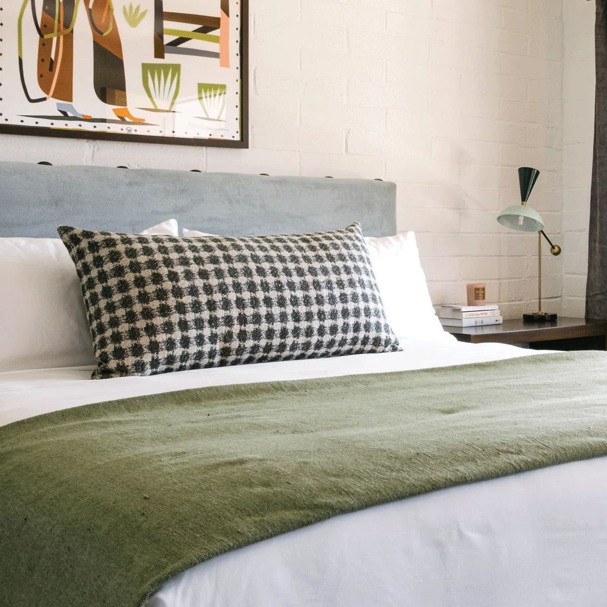 Checkered Jacquard Lumbar Pillow - Main Image