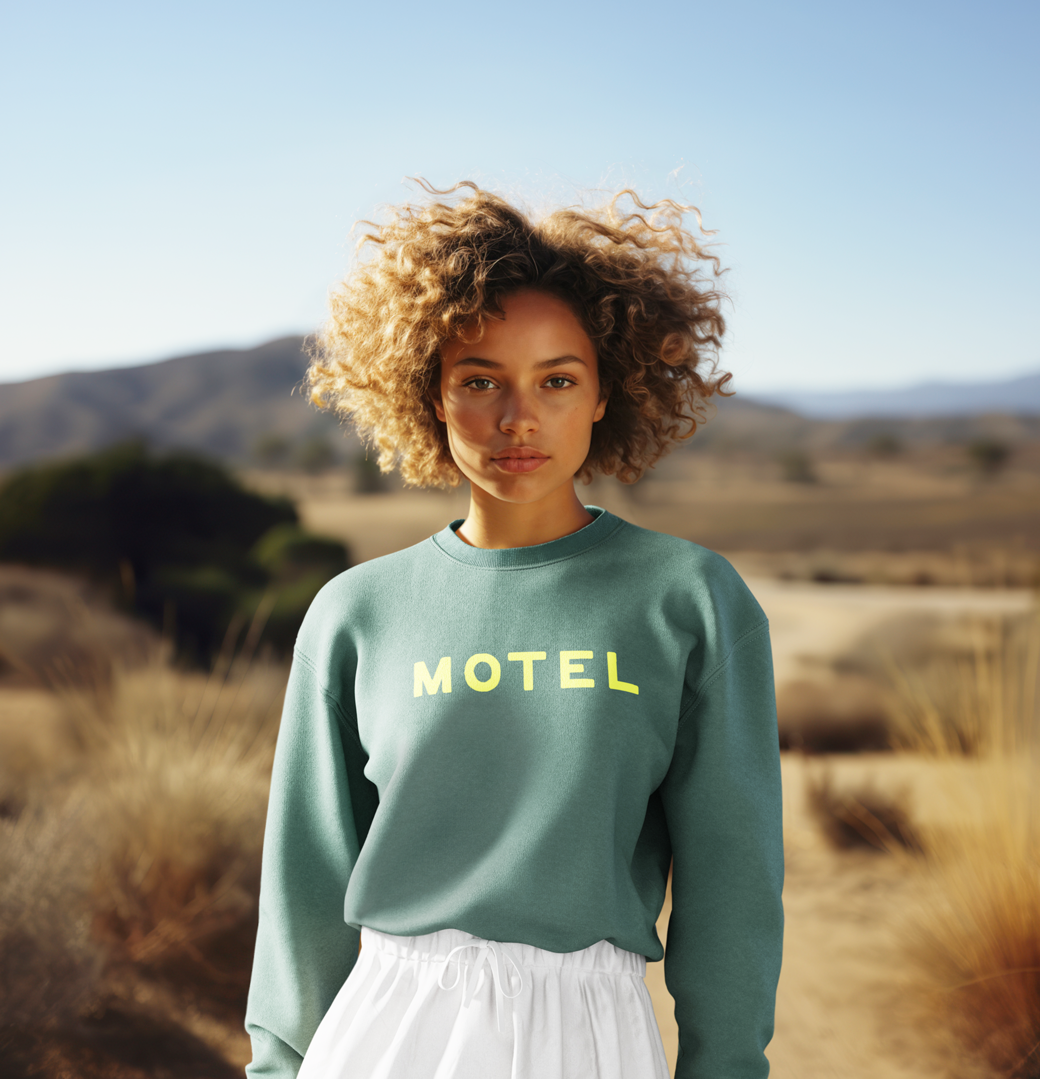 River Lodge MOTEL Sweatshirt Dark Green Nomada Signature for River Lodge Paso Robles  by Nomada Deco