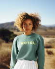 River Lodge MOTEL Sweatshirt Dark Green Nomada Signature for River Lodge Paso Robles  by Nomada Deco