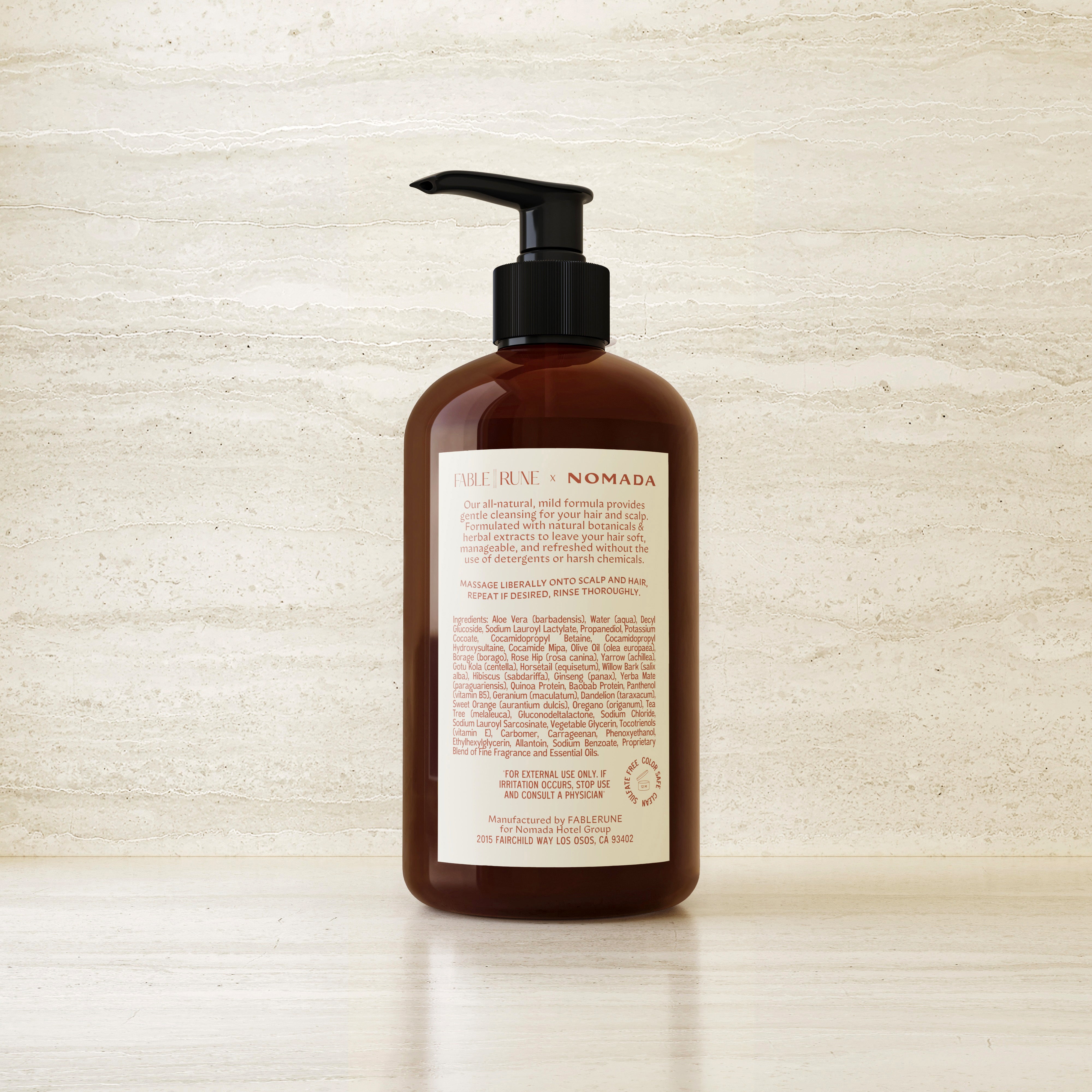 Yarrow & Santal Shampoo Fable Rune for Hotel Ynez Solvang by Nomada Deco