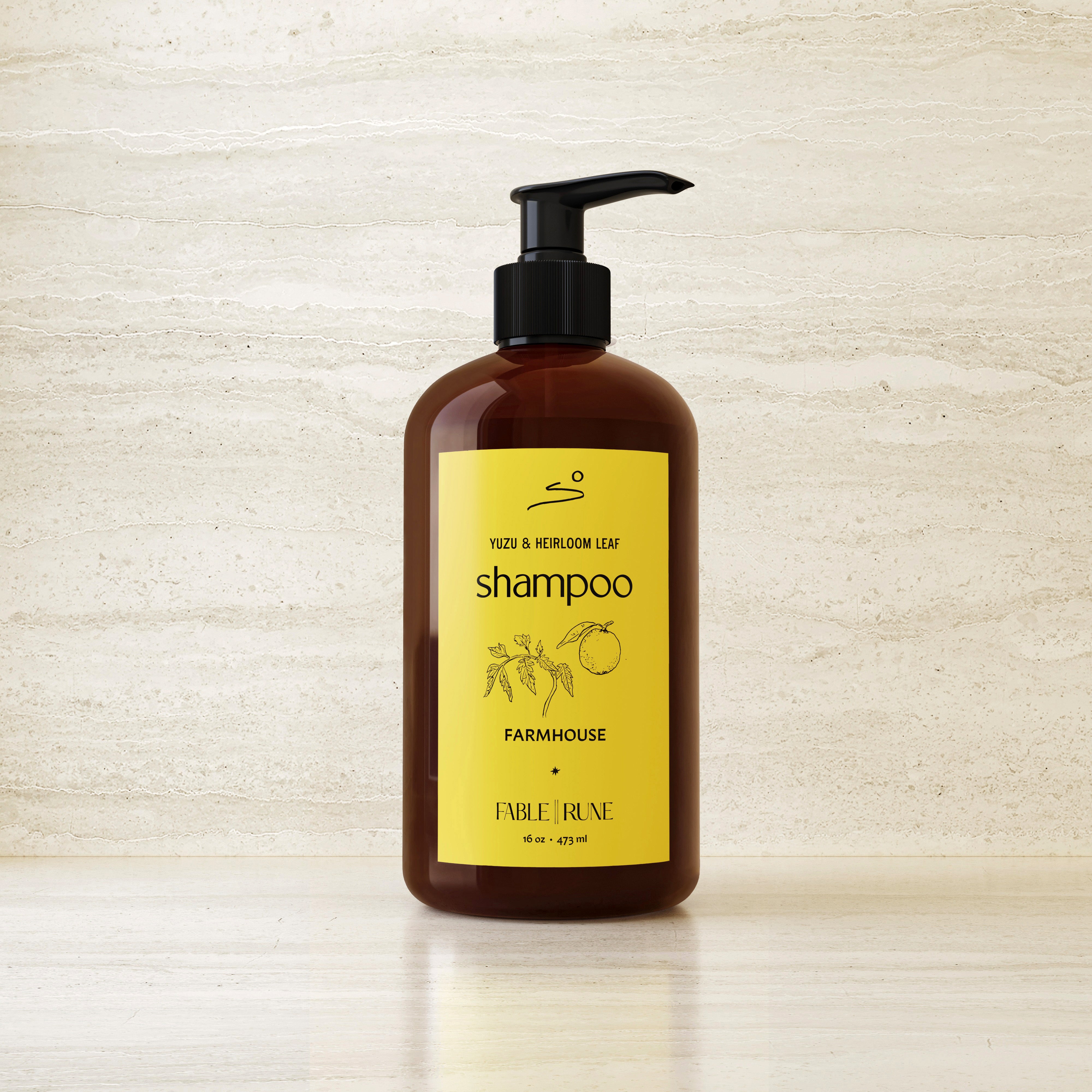 Yuzu & Heirloom Leaf Shampoo Handcrafted Fable Rune for Farmhouse Paso Robles by Nomada Deco