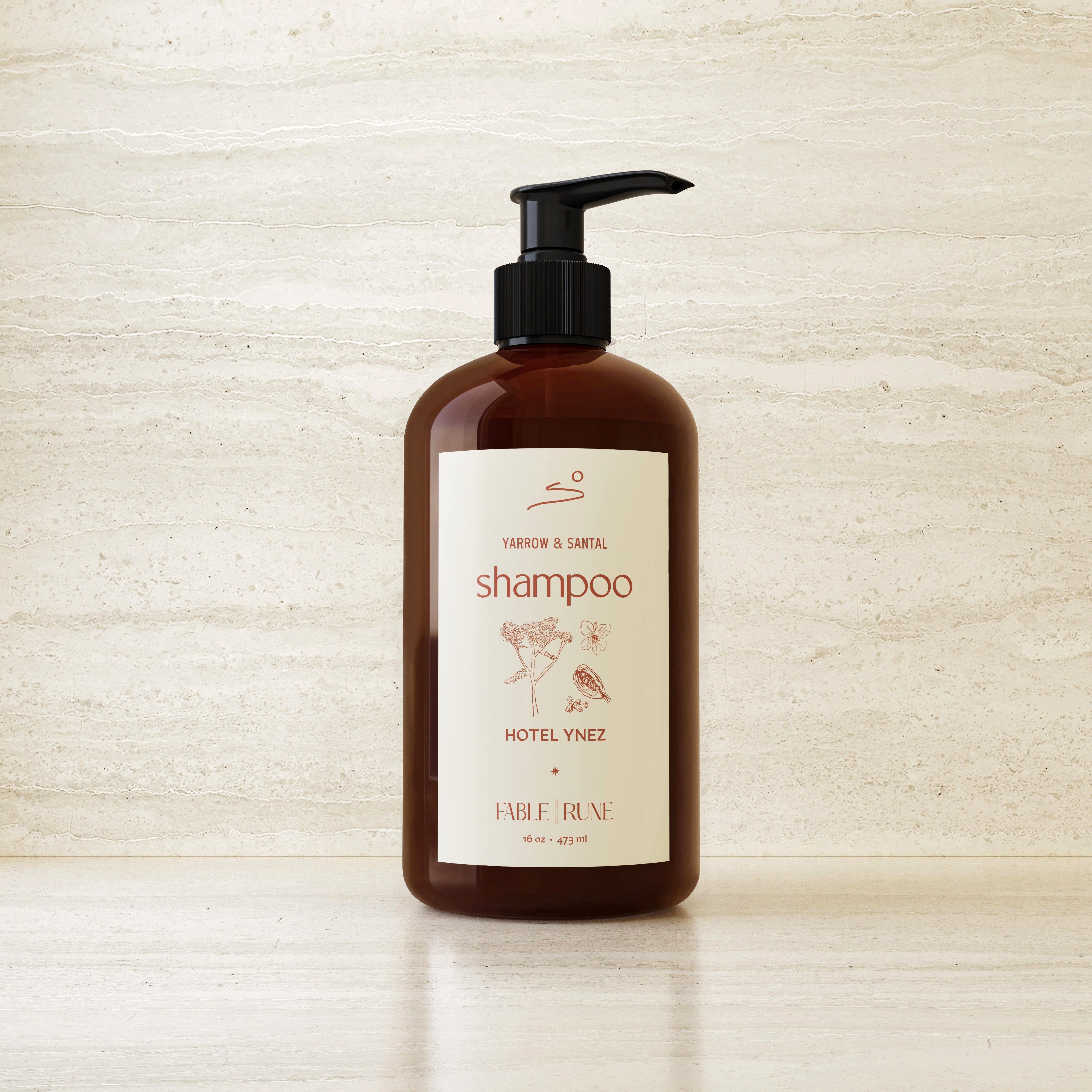 Yarrow & Santal Shampoo Fable Rune for Hotel Ynez Solvang by Nomada Deco