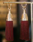 Granada Hotel Signature Tassel Keychain solid brass keychains burgundy silk tassel Nomada Signature for Granada San Luis Obispo by Nomada Deco