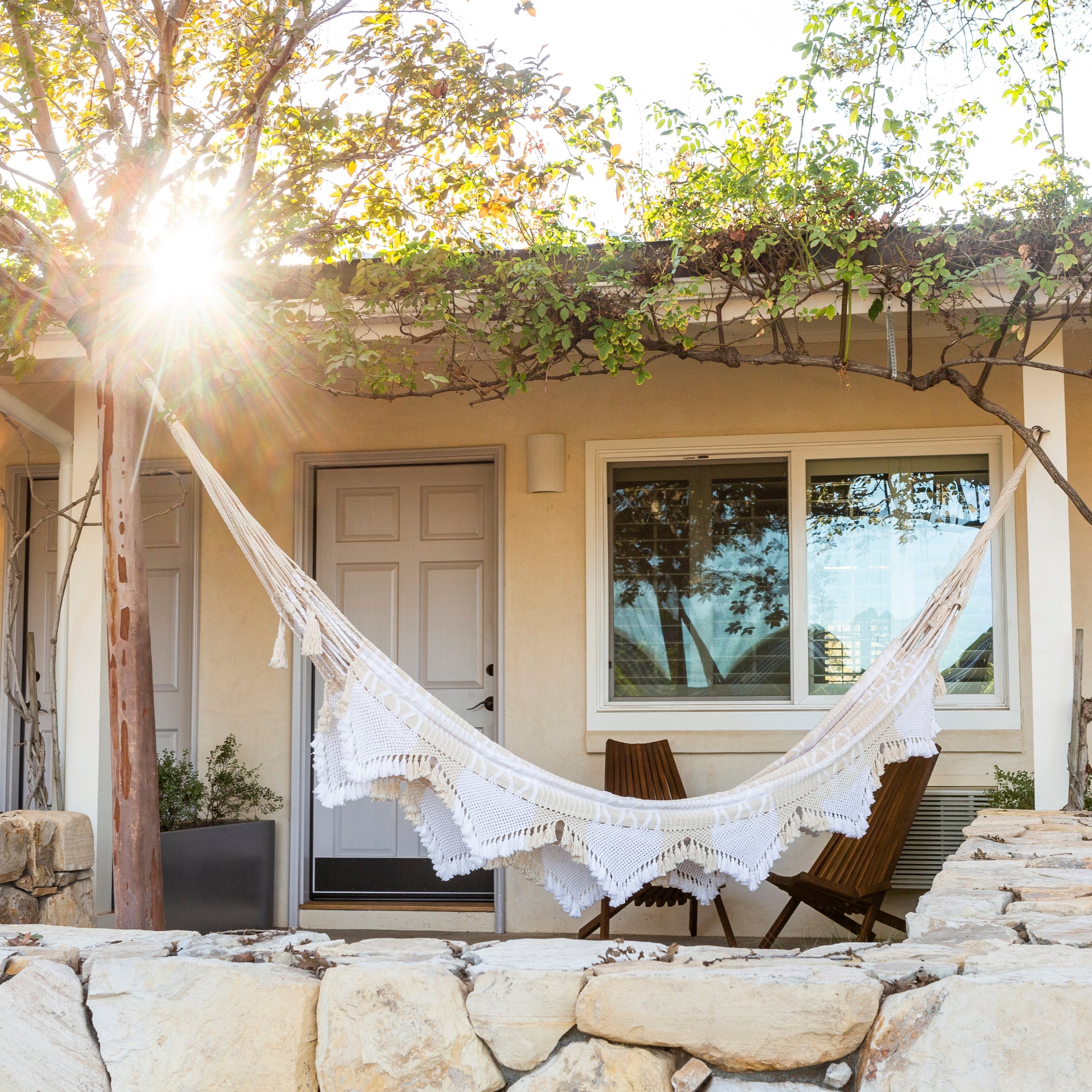 Handwoven Bolivian Hammock Traditional Guarayos Bolivian for Hotel Ynez Solvang by Nomada Deco