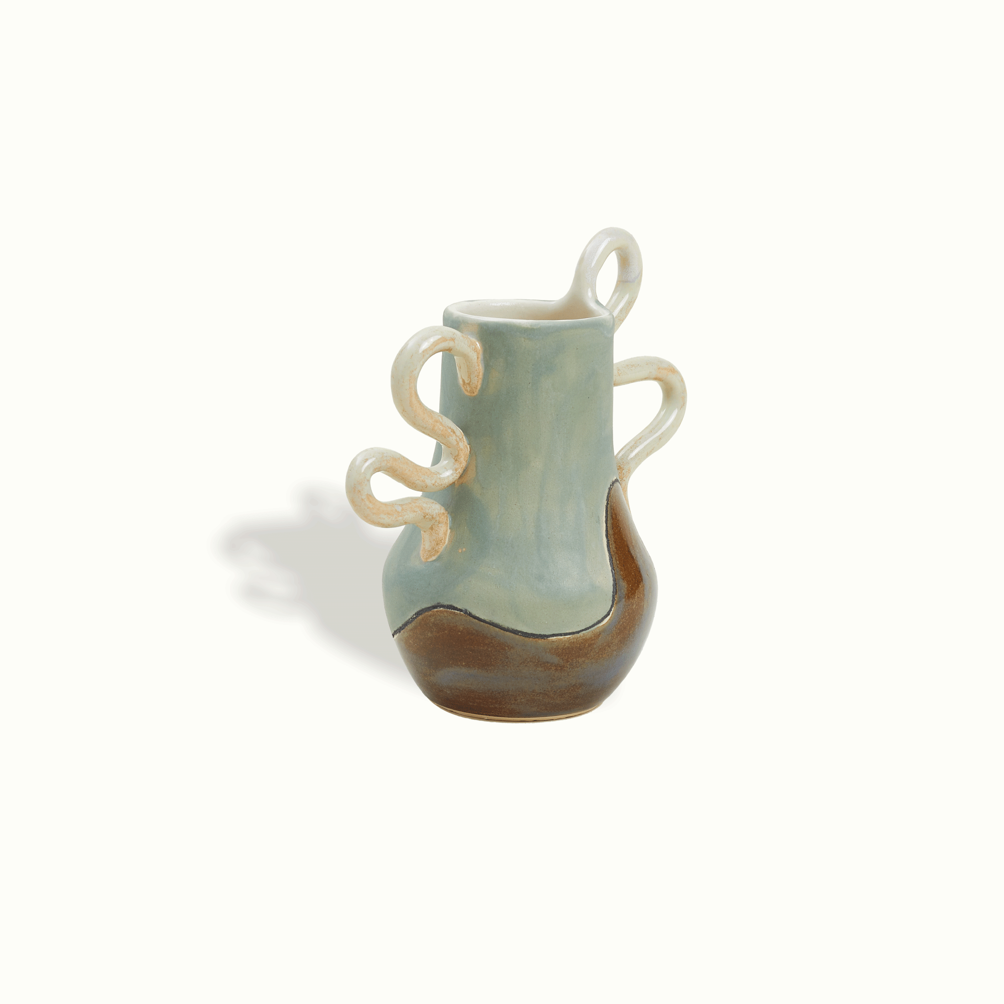 Double Squiggle Handle Ceramic Vase Adrianna Lemus for Farmhouse by Nomada Deco