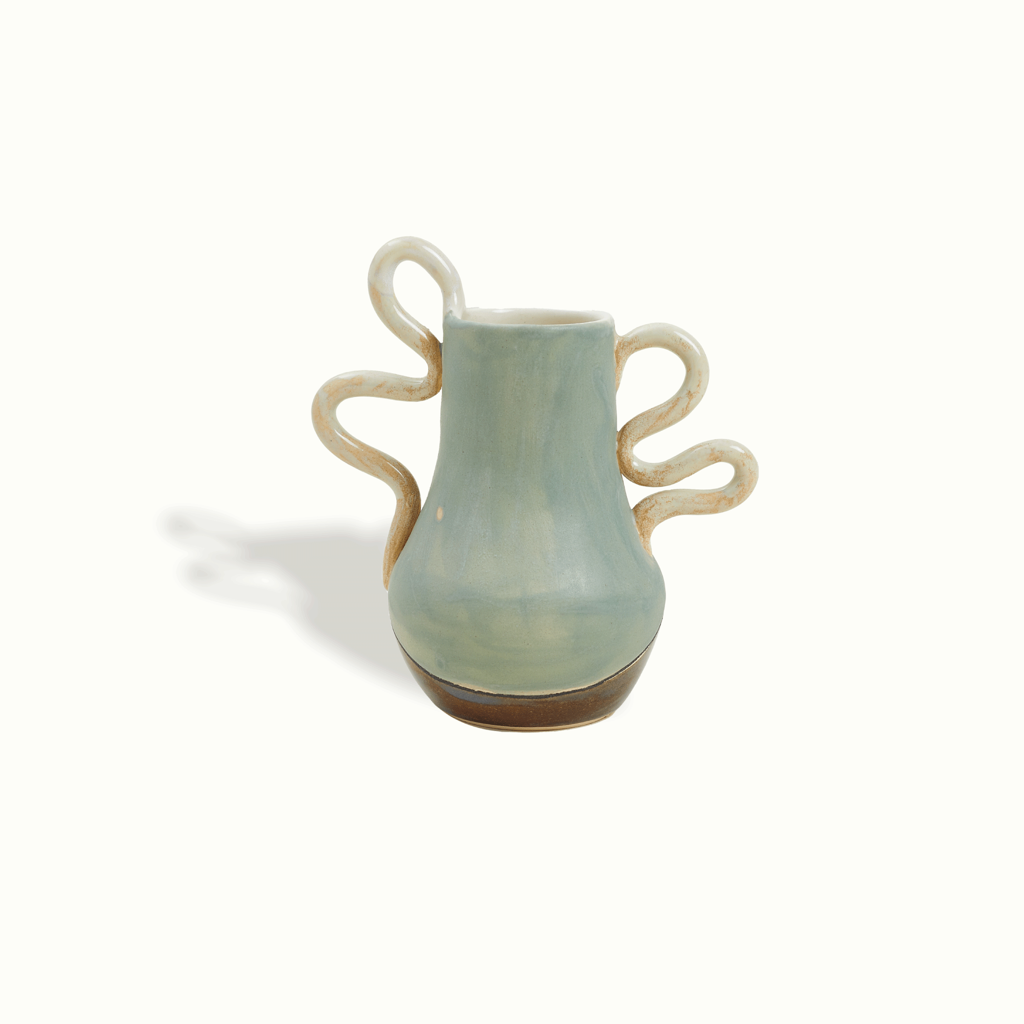 Double Squiggle Handle Ceramic Vase Adrianna Lemus for Farmhouse by Nomada Deco