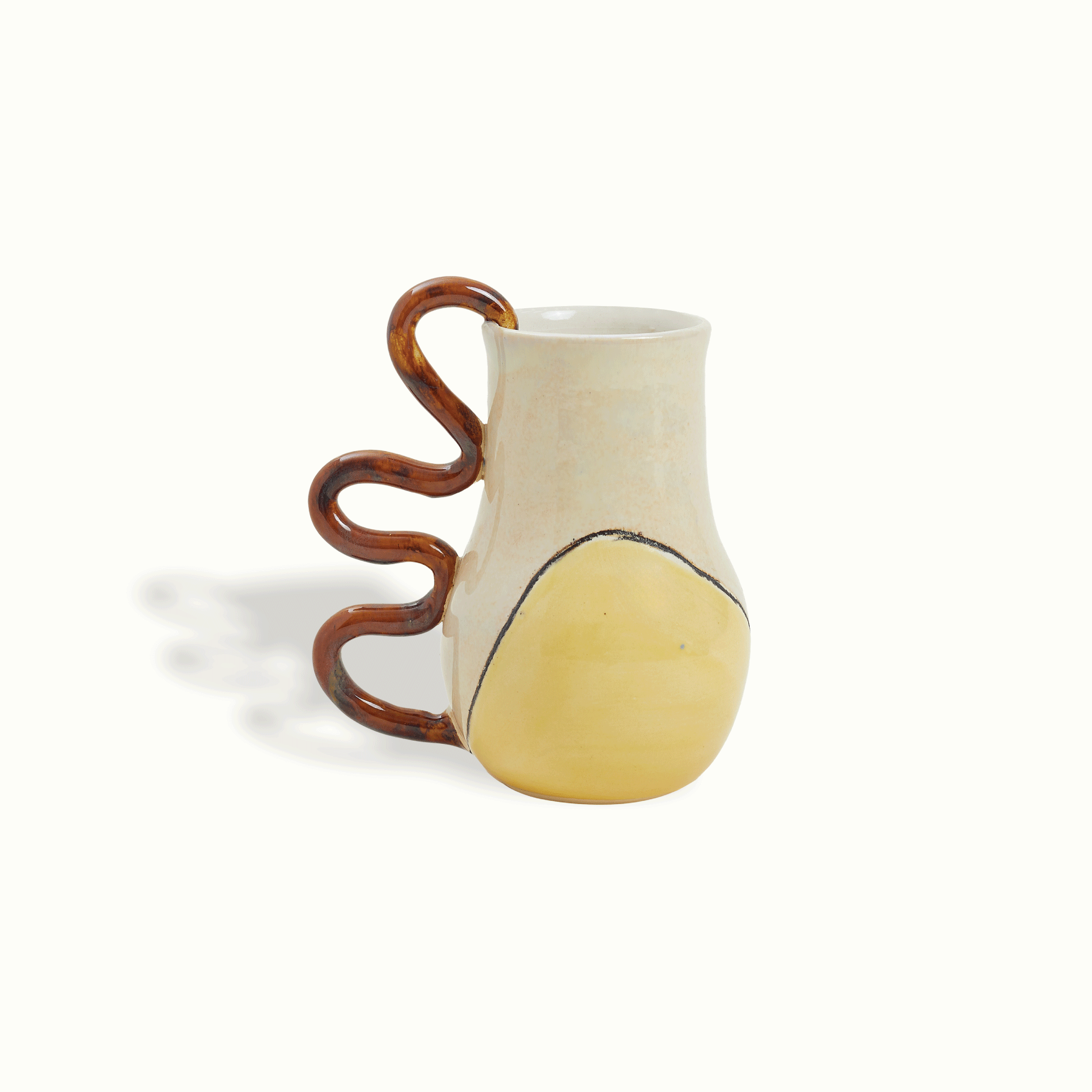 Single Squiggle Handle Ceramic Vase Handcrafted Adriana Lemus for Farmhouse Paso Robles by Nomada Deco
