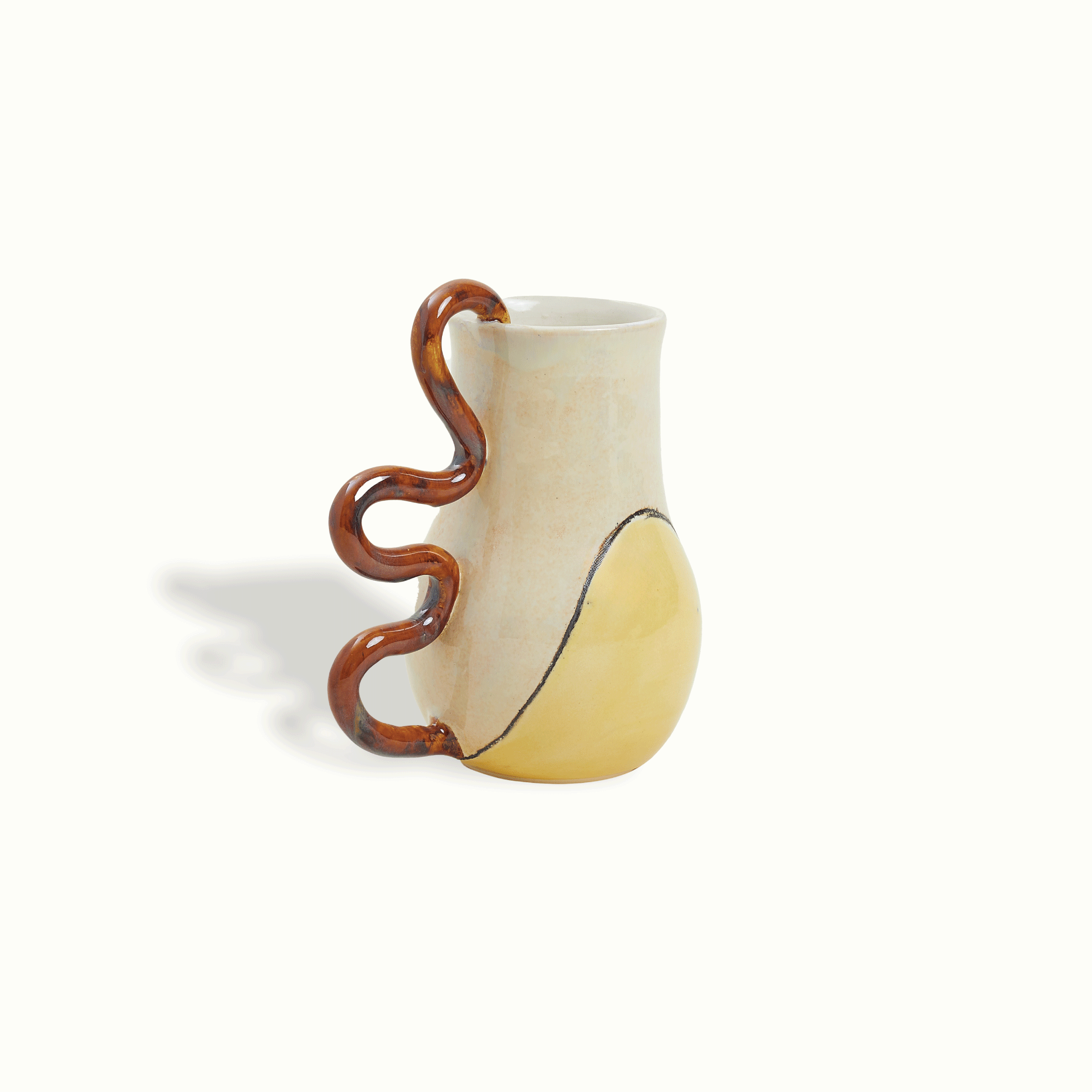Single Squiggle Handle Ceramic Vase Handcrafted Adriana Lemus for Farmhouse Paso Robles by Nomada Deco