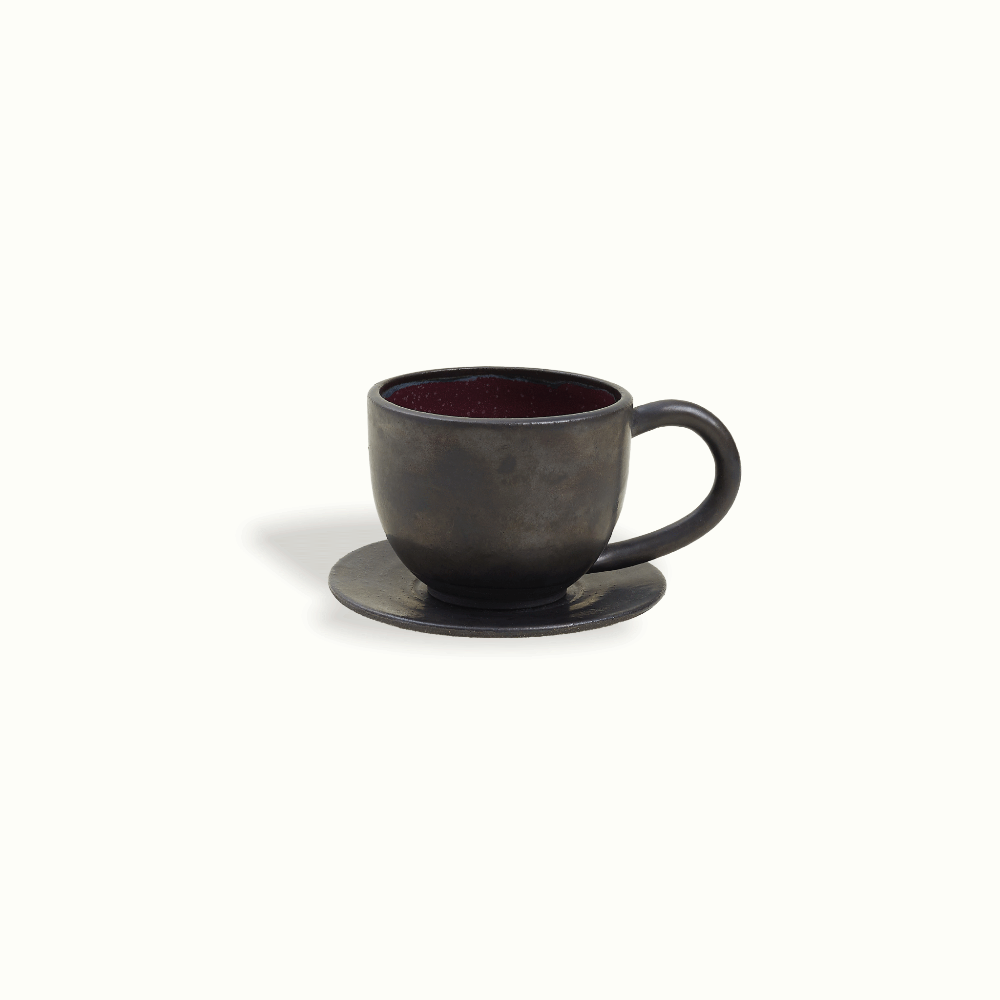 Black Clay Latte Mug & Saucer Oaxacan Pottery Adriana Lemus by Nomada Deco