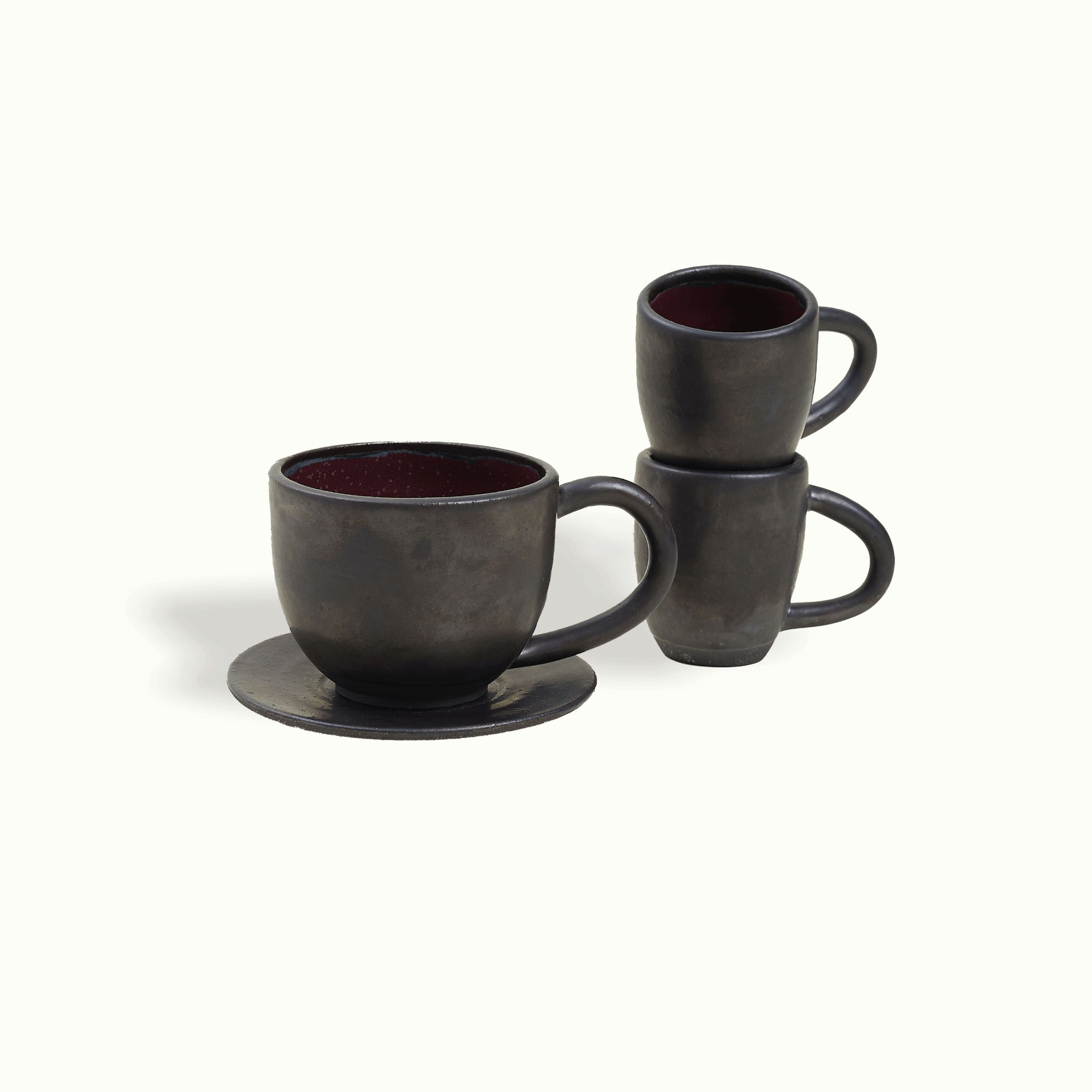 Black Clay Latte Mug & Saucer Oaxacan Pottery Adriana Lemus by Nomada Deco