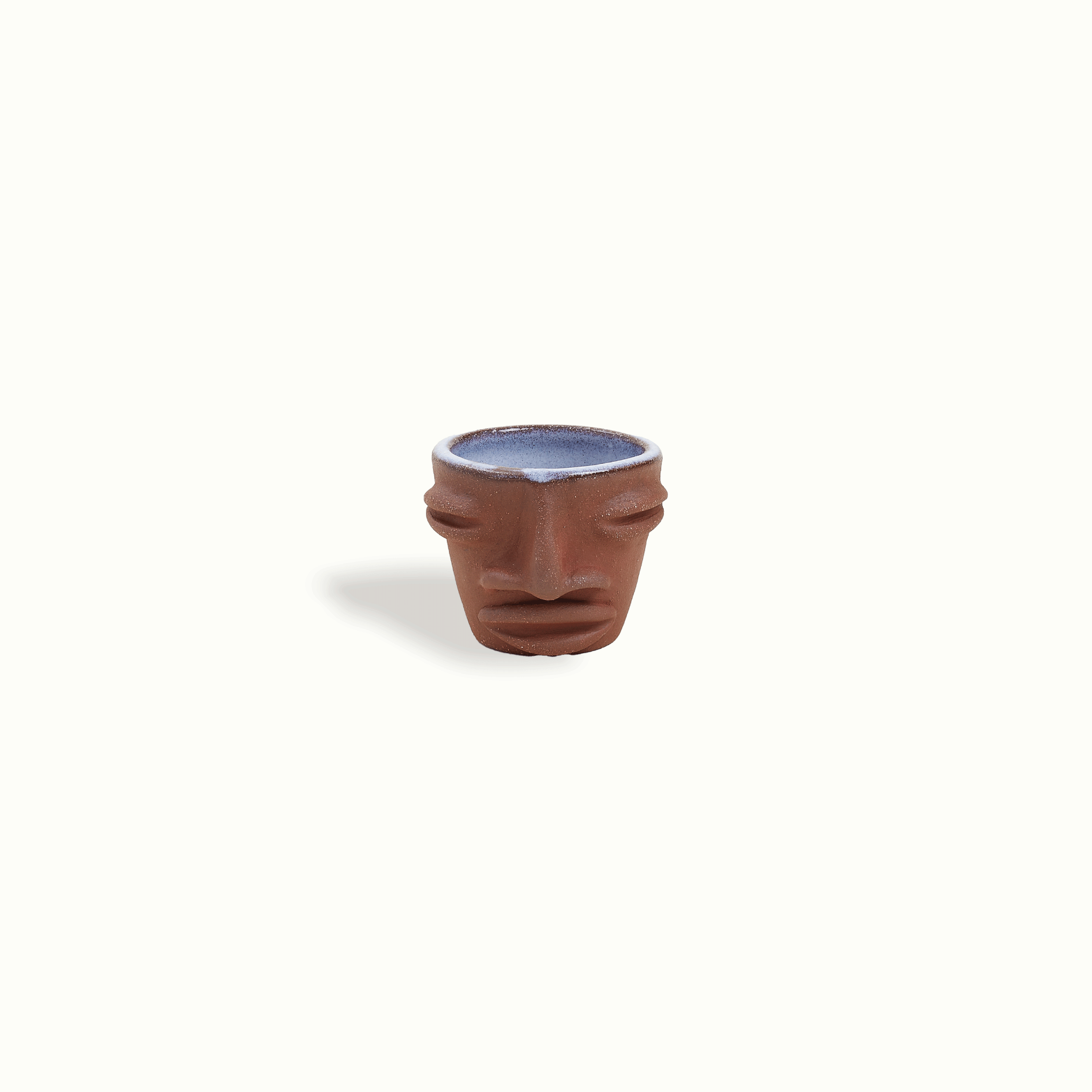 Sculpted Face Terra Cotta Shot Cup Adrianna Lemus for Hotel Ynez Solvang by Nomada Deco