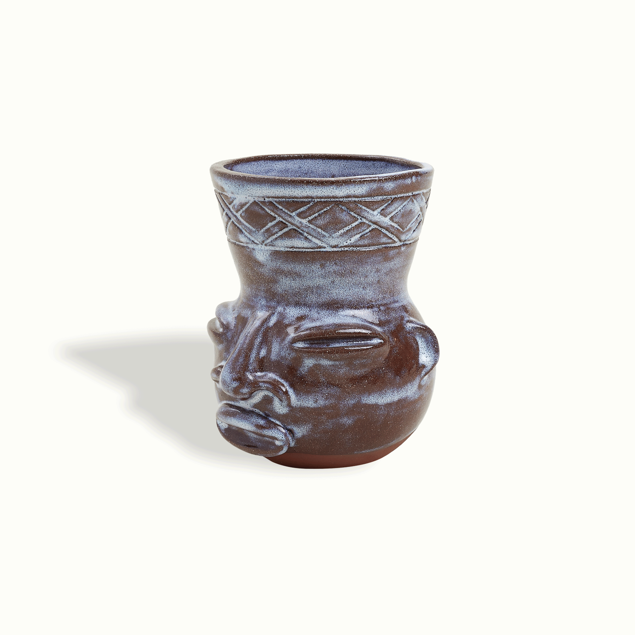 Sculpted Face Terra Cotta Vase - Thumbnail 2