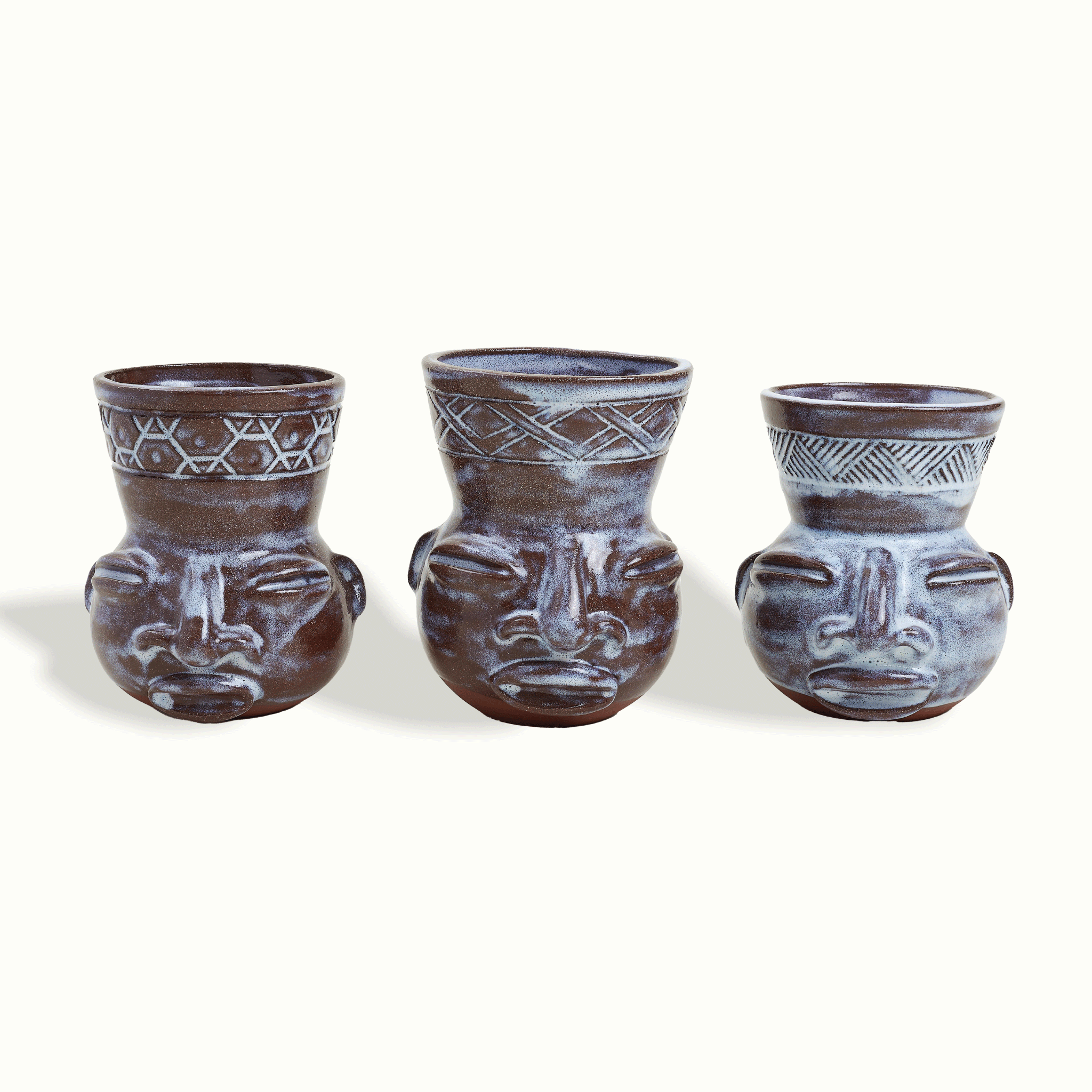 Sculpted Face Terra Cotta Vase - Thumbnail 4