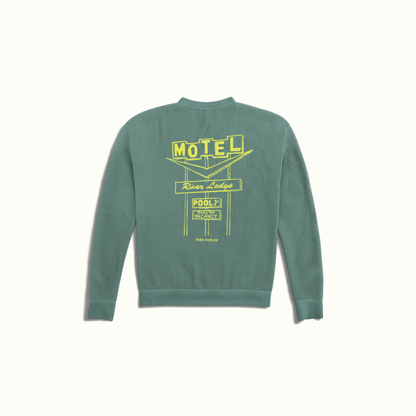 River Lodge MOTEL Sweatshirt Dark Green Nomada Signature for River Lodge Paso Robles  by Nomada Deco