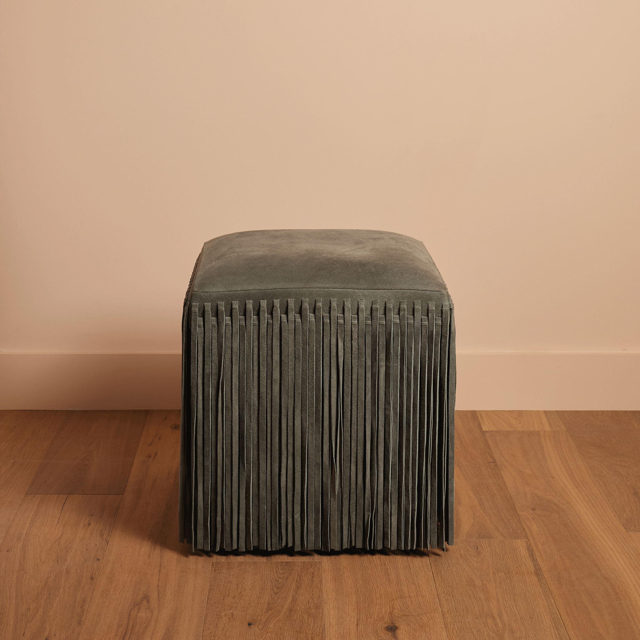 Hallie Fringed Suede Stool - Thumbnail 3