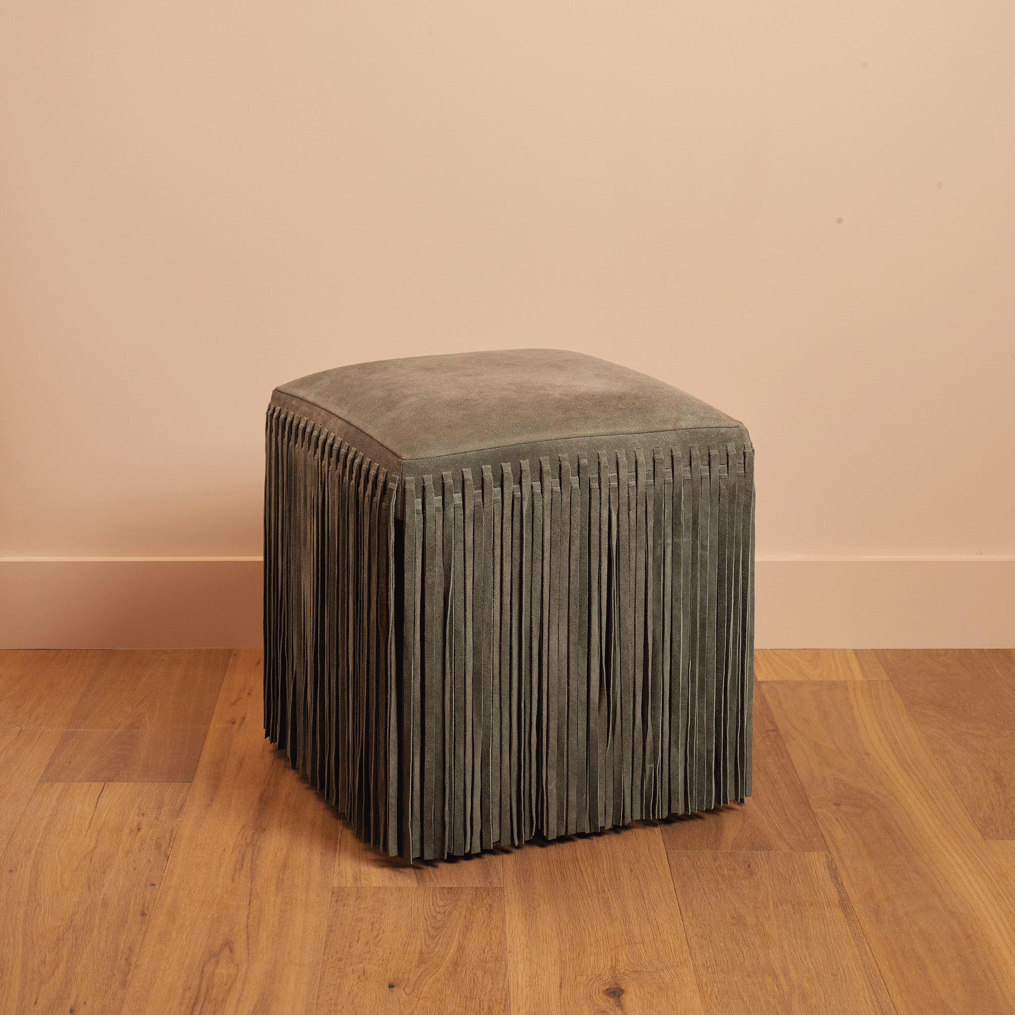 Hallie Fringed Suede Stool - Thumbnail 2
